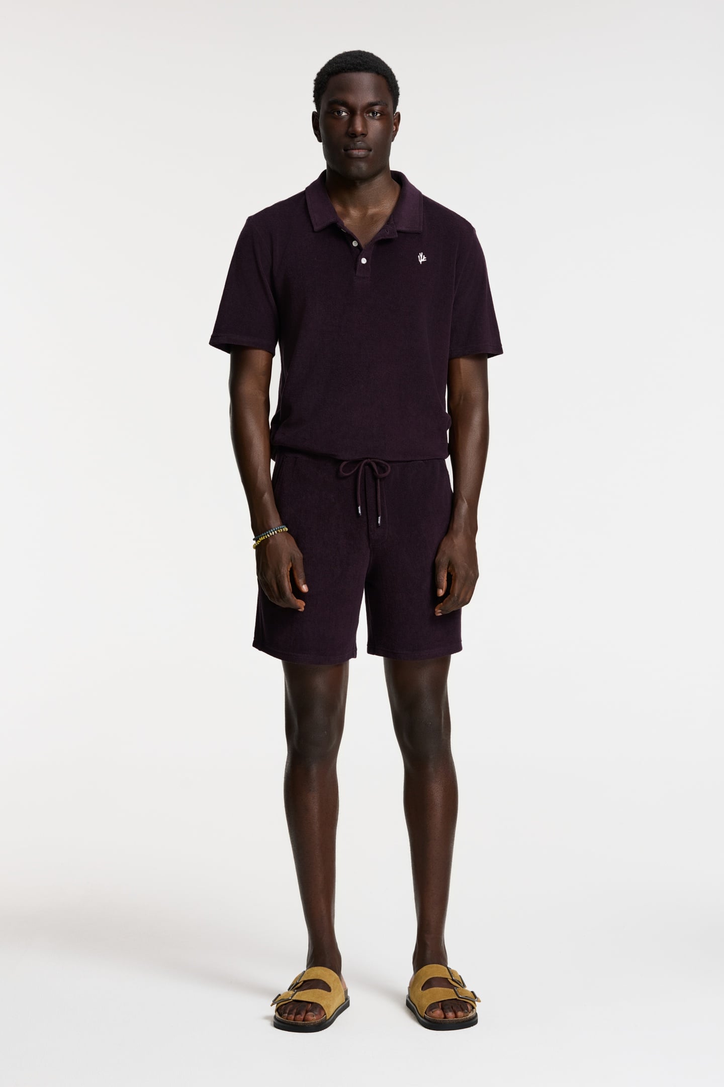 EVAN TOWELING SHORTS SOLID PURPLE ROCK 1