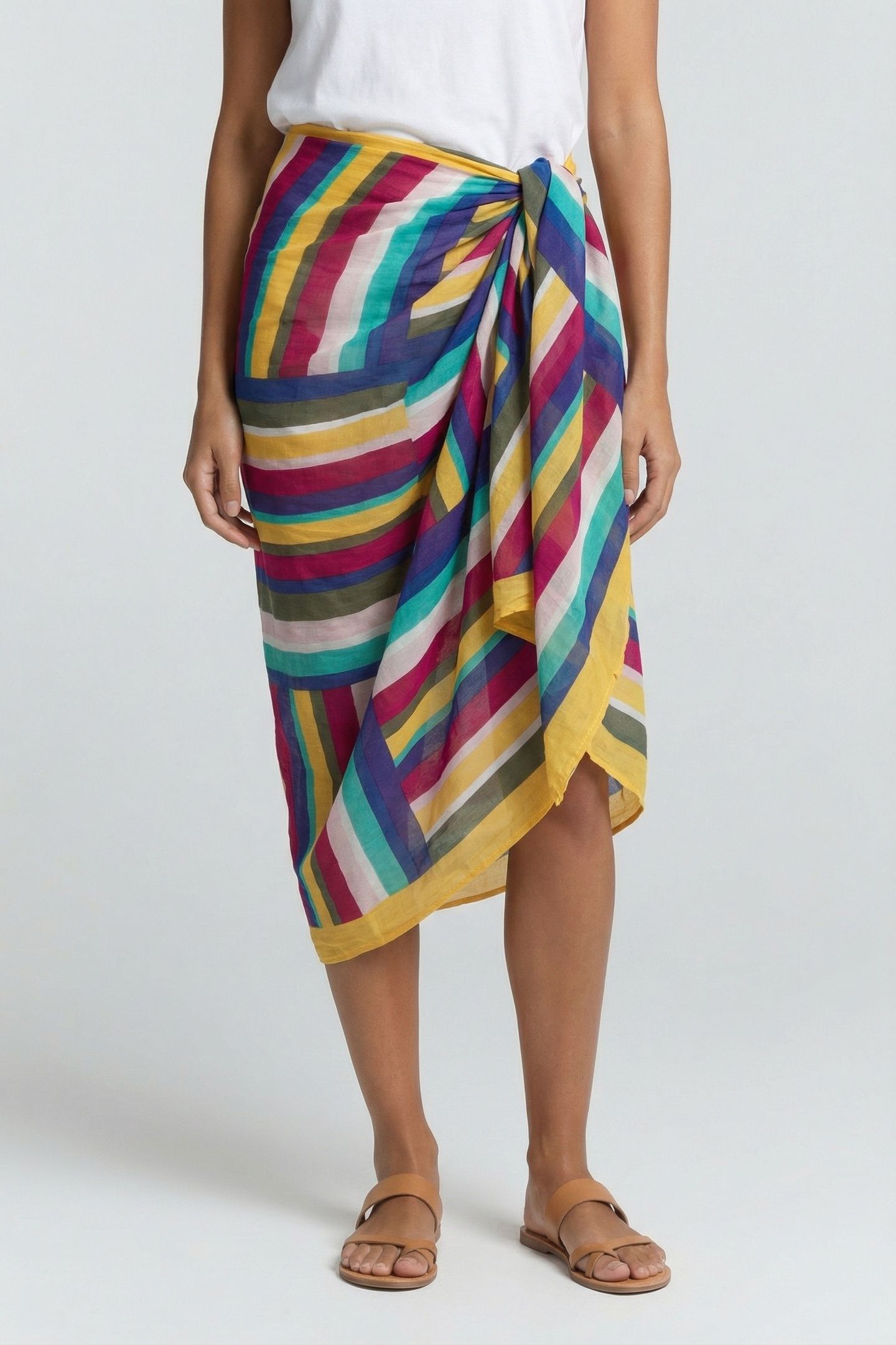 ALMA - BLUE SARONG WITH STRIPED COLOUR PATTERNS 1