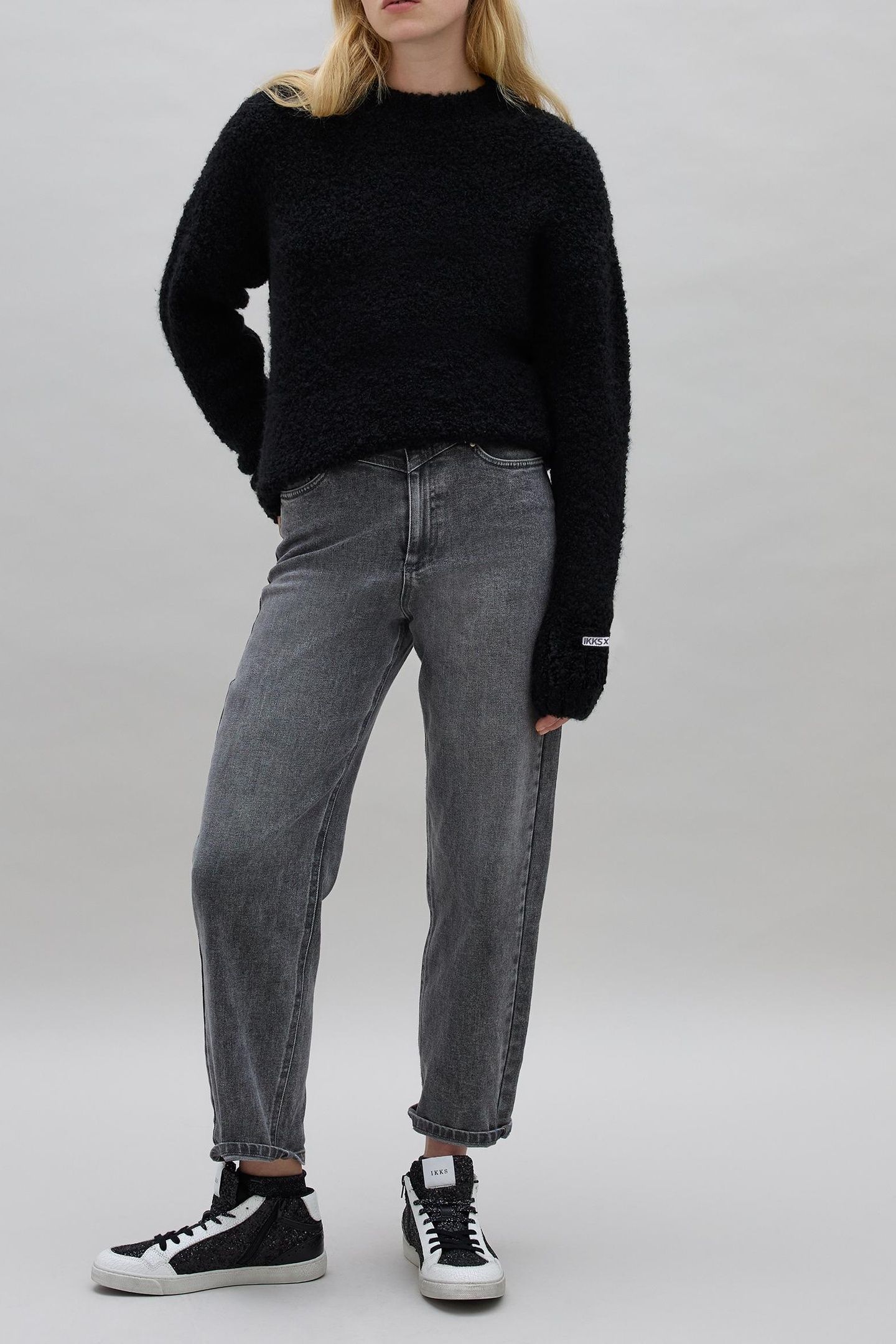 IKKS X DUVILLARD BLACK PATTERNED KNIT SWEATER 1