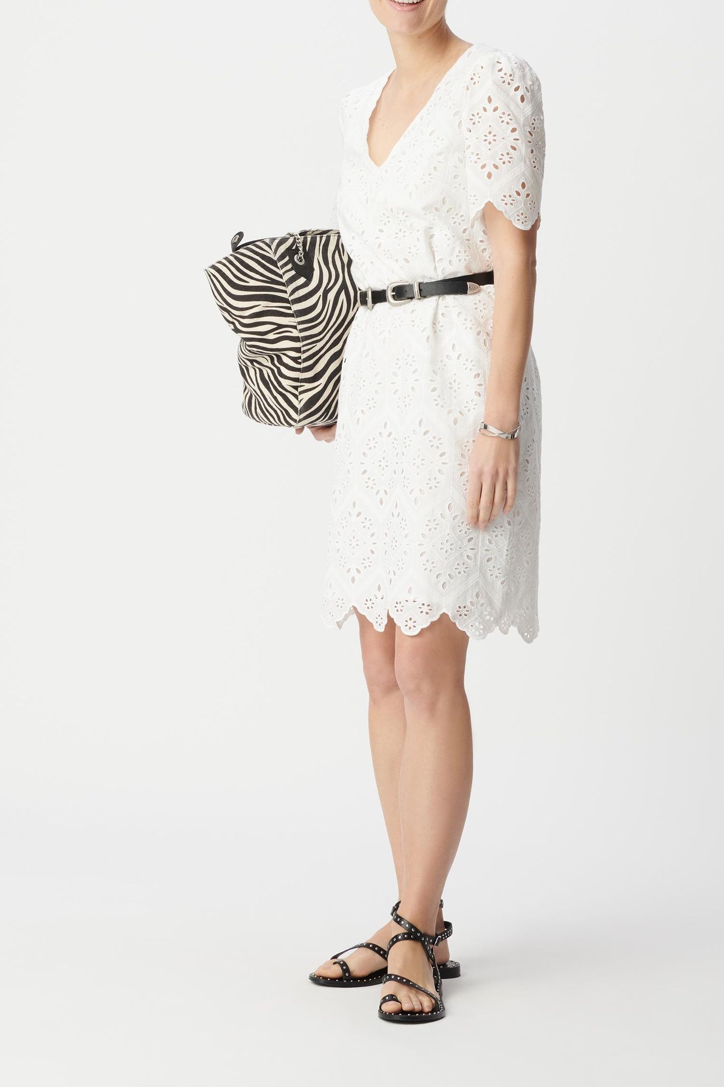 WHITE DRESS IN ORGANIC COTTON WITH BRODERIE ANGLAISE 4