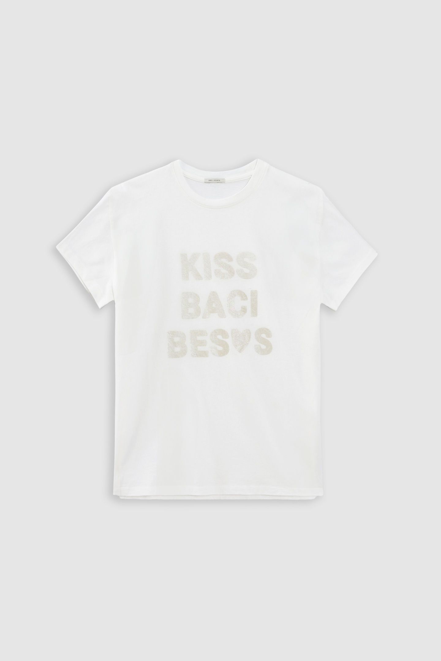 WHITE SHORT-SLEEVED T-SHIRT WITH IRIDESCENT SLOGAN 4