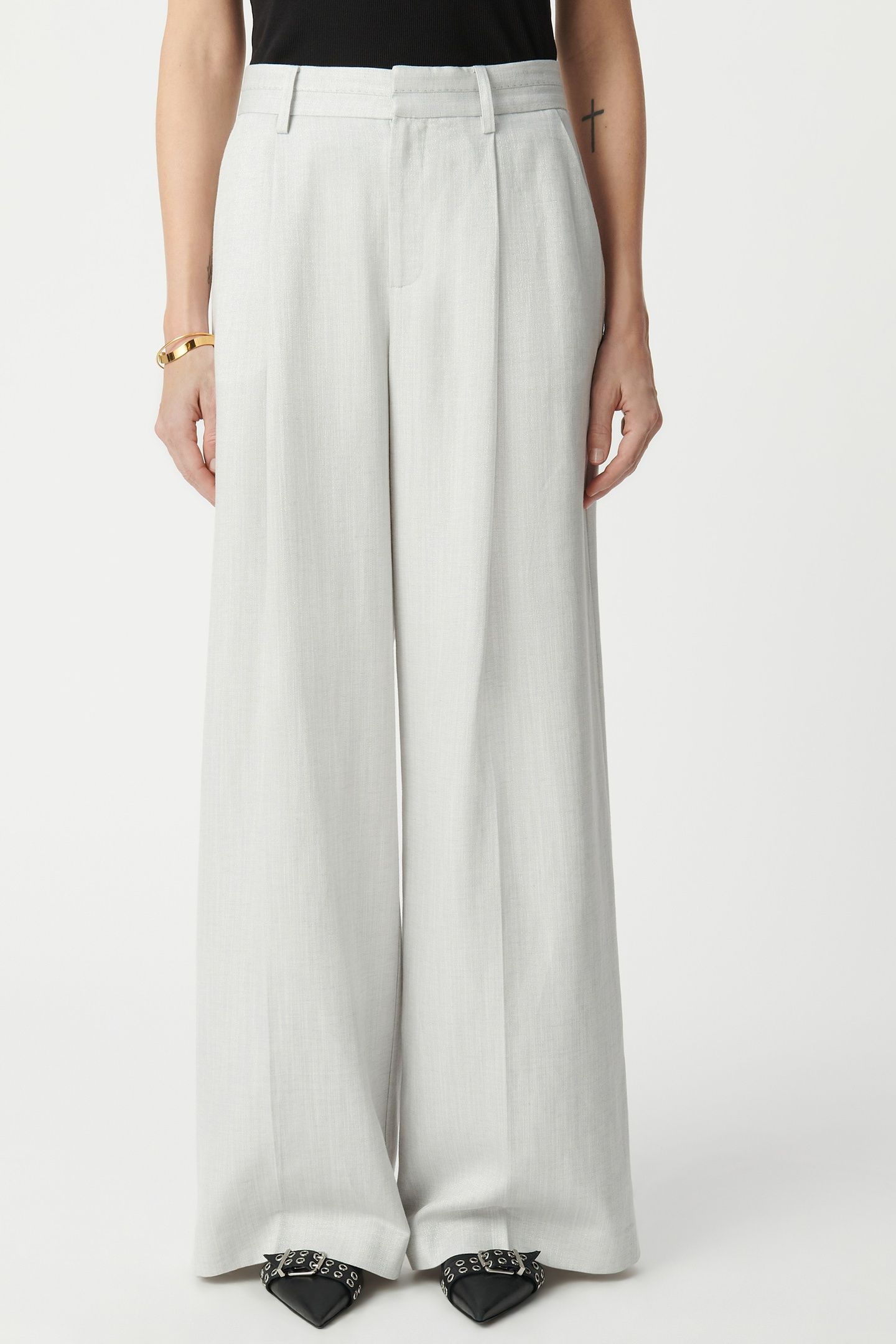 WIDE-LEG GRAY SEQUINED SUIT PANTS 2