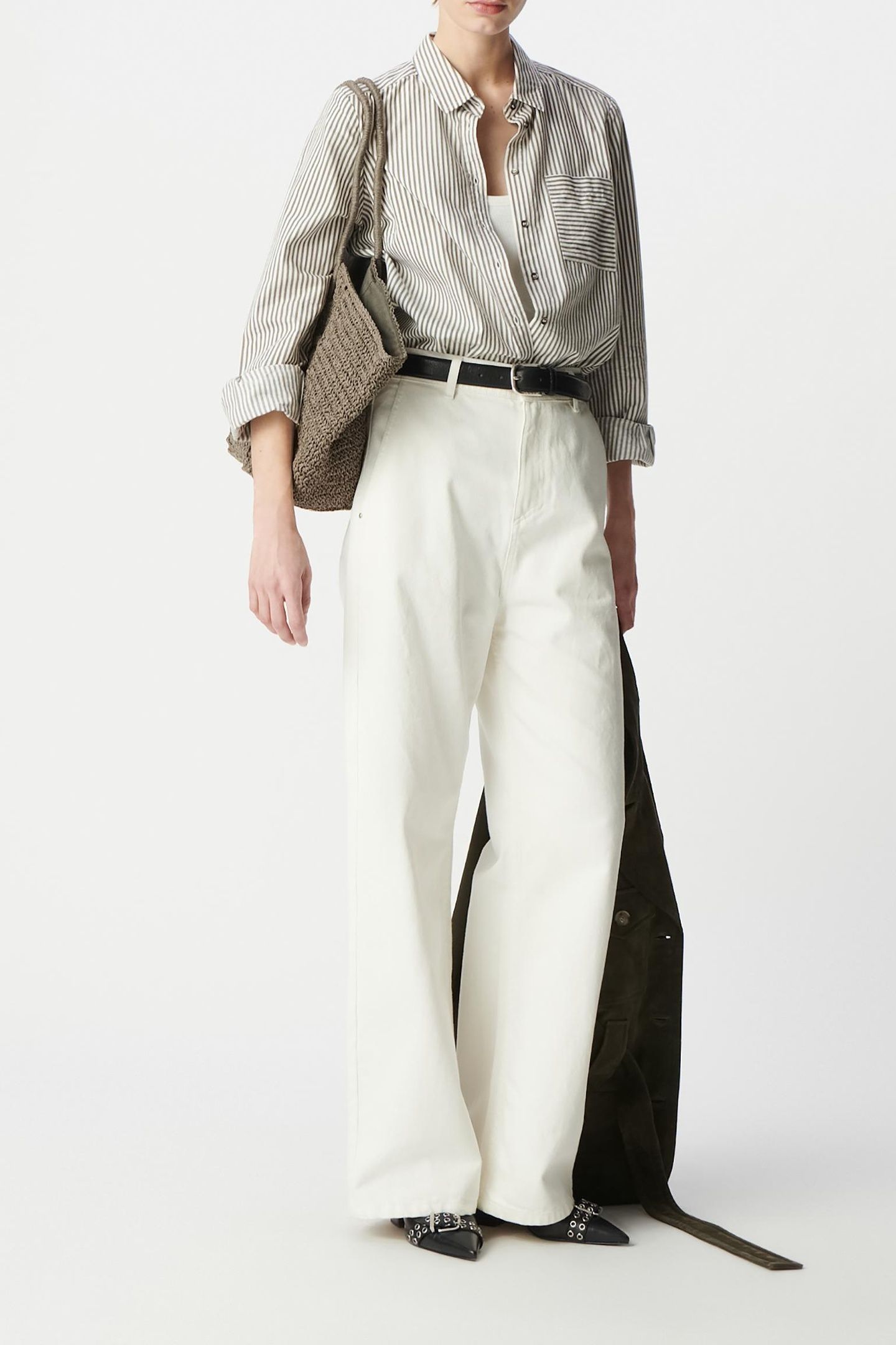 ORGANIC COTTON SHIRT, LIGHT GREY STRIPES 1