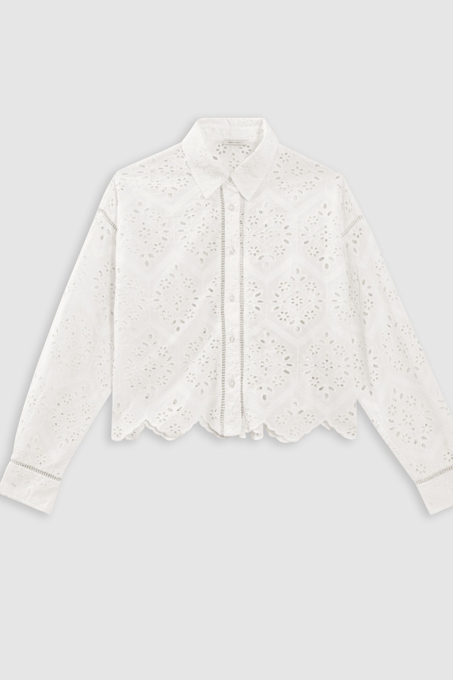 WHITE ORGANIC COTTON SHIRT, BRODERIE ANGLAISE 4