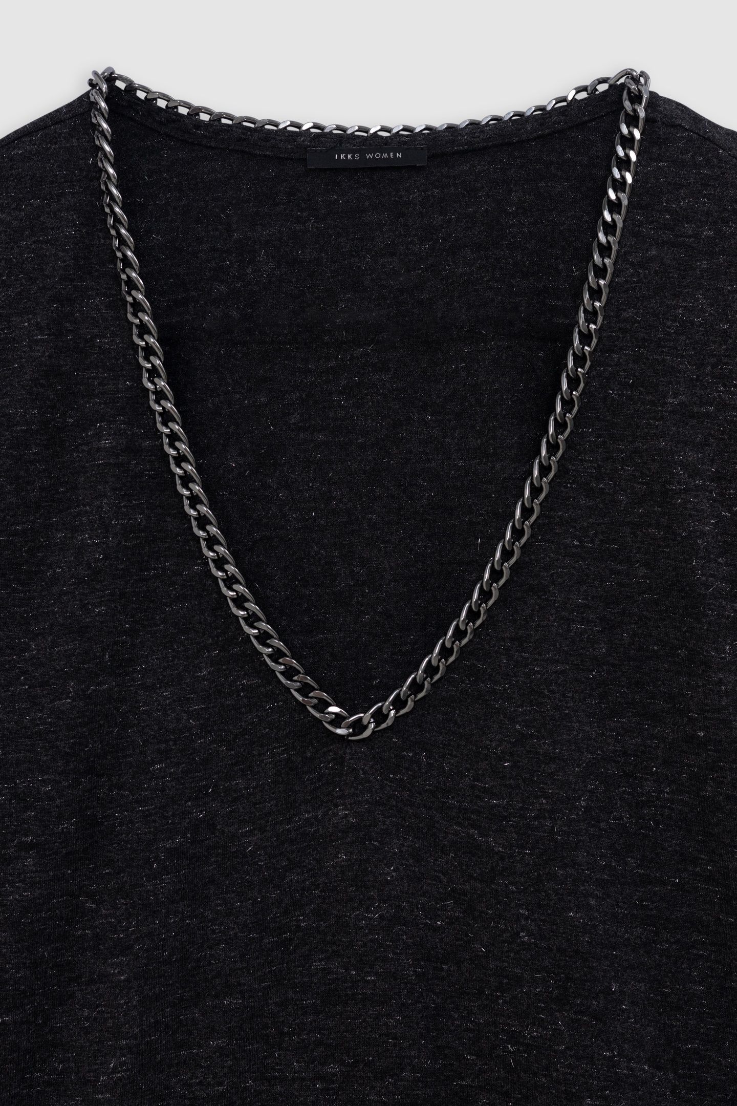 GREY SEQUINED V-NECK JEWEL T-SHIRT 1