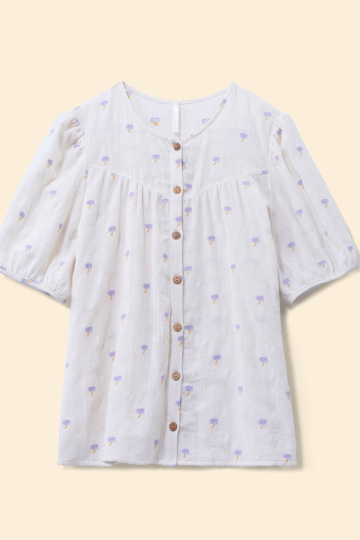 ECRU JACQUARD T-SHIRT WITH PALM TREE EMBROIDERY ECRU 8