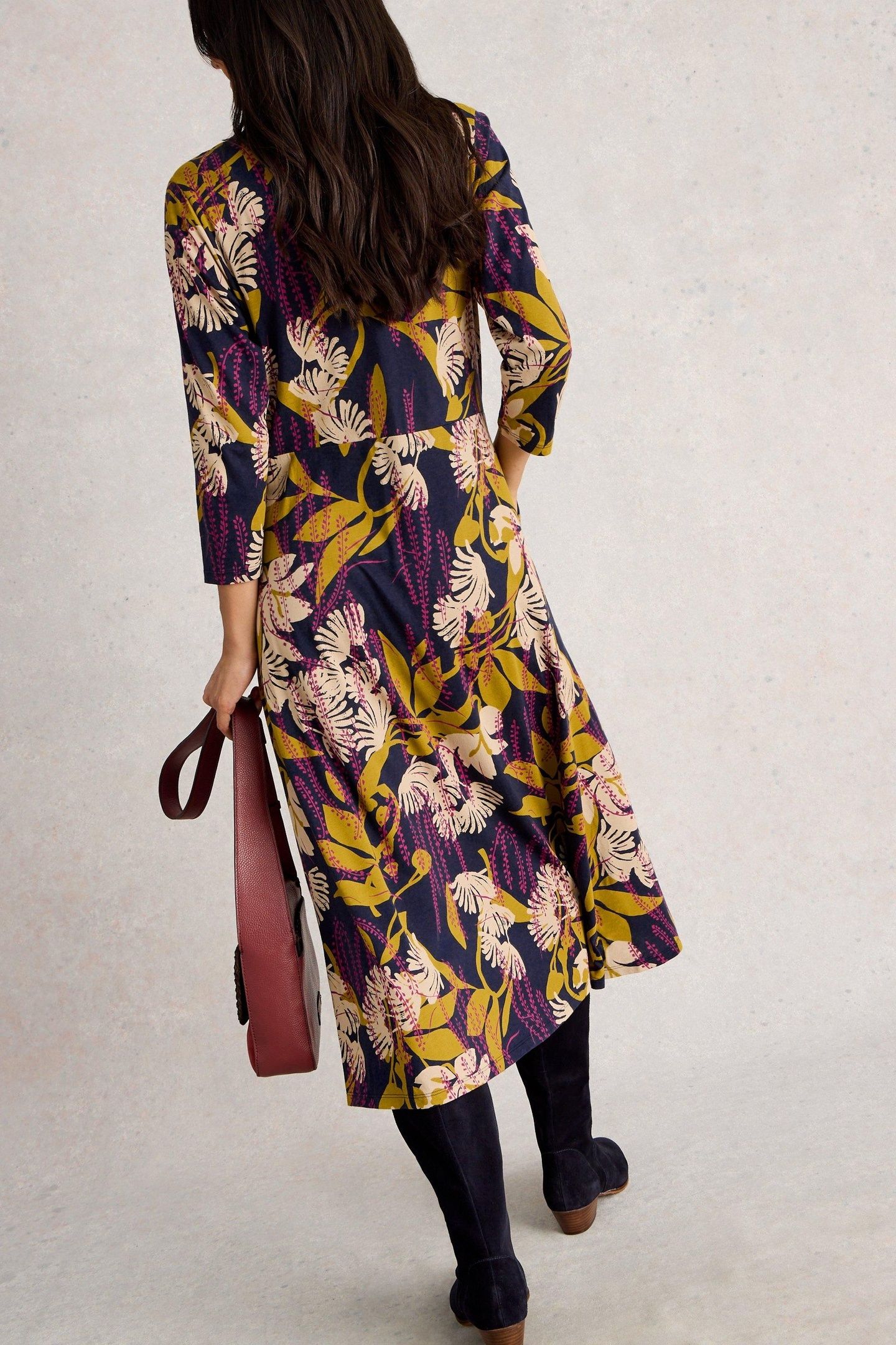 RUA JERSEY SHIRT DRESS NAVY MULTI 3