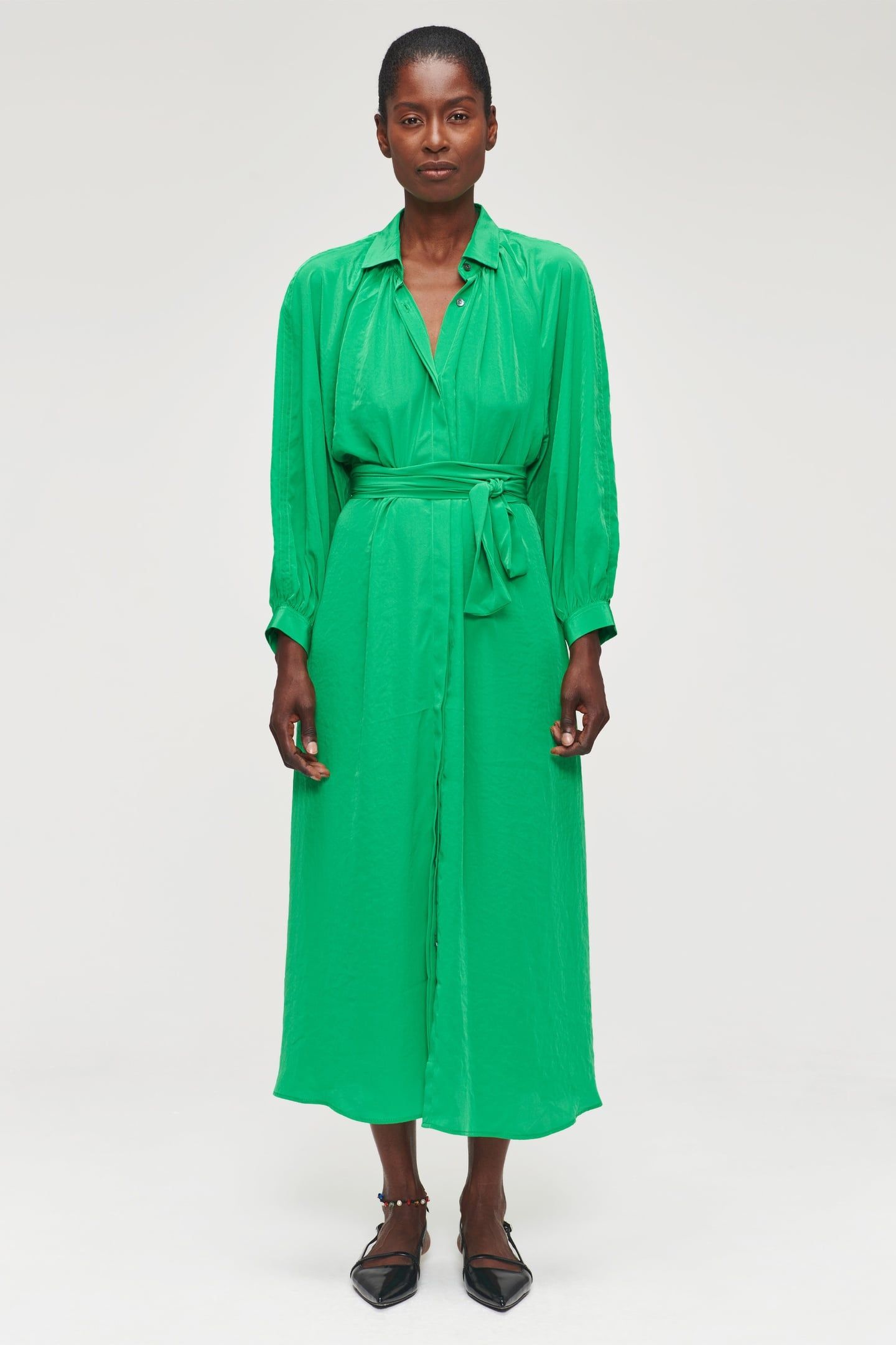 TECHNOSILK GATHERED DRESS VIVID GREEN 2