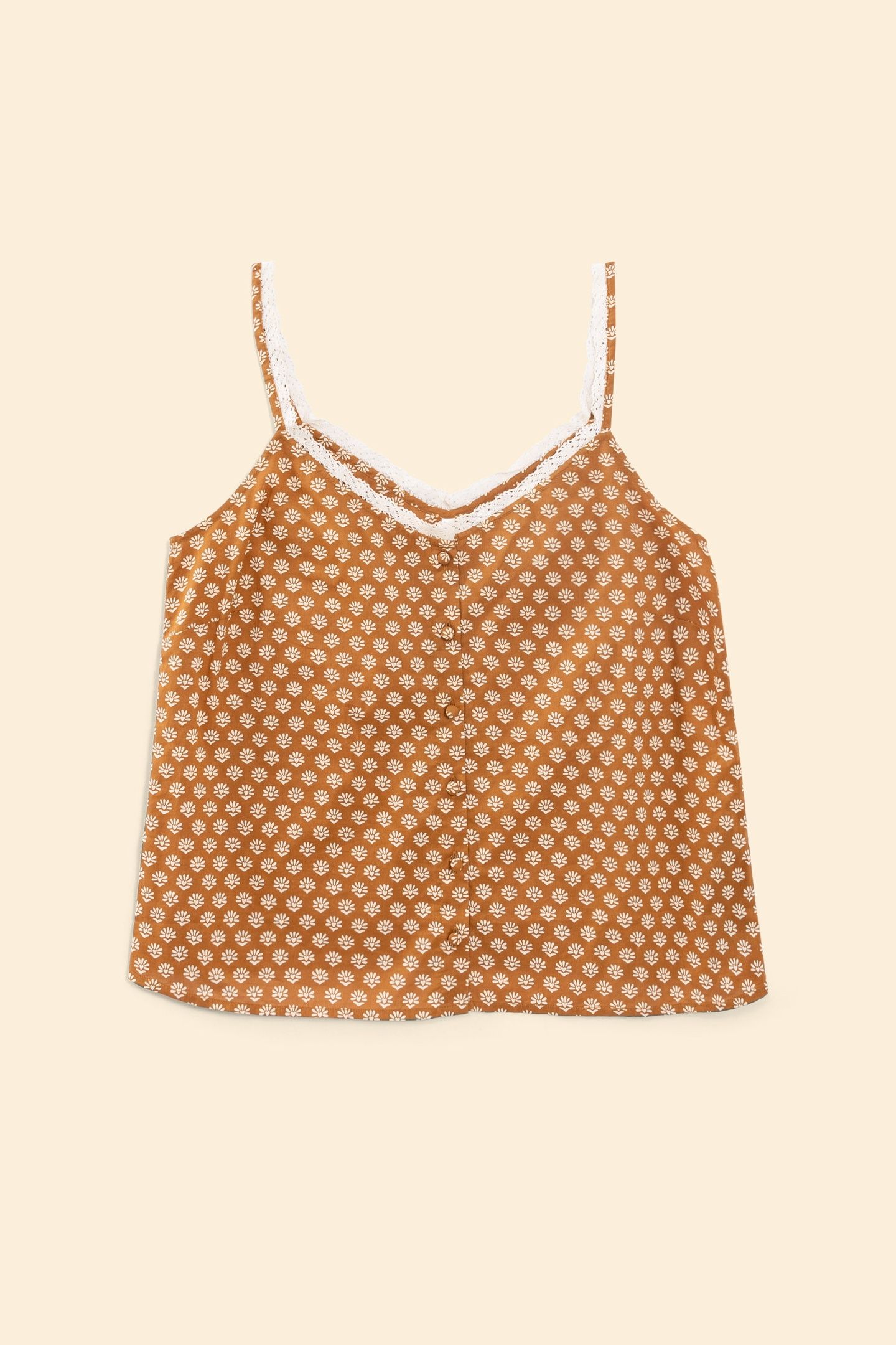 CAMEL FLORAL HEART TOP OCHRE 4