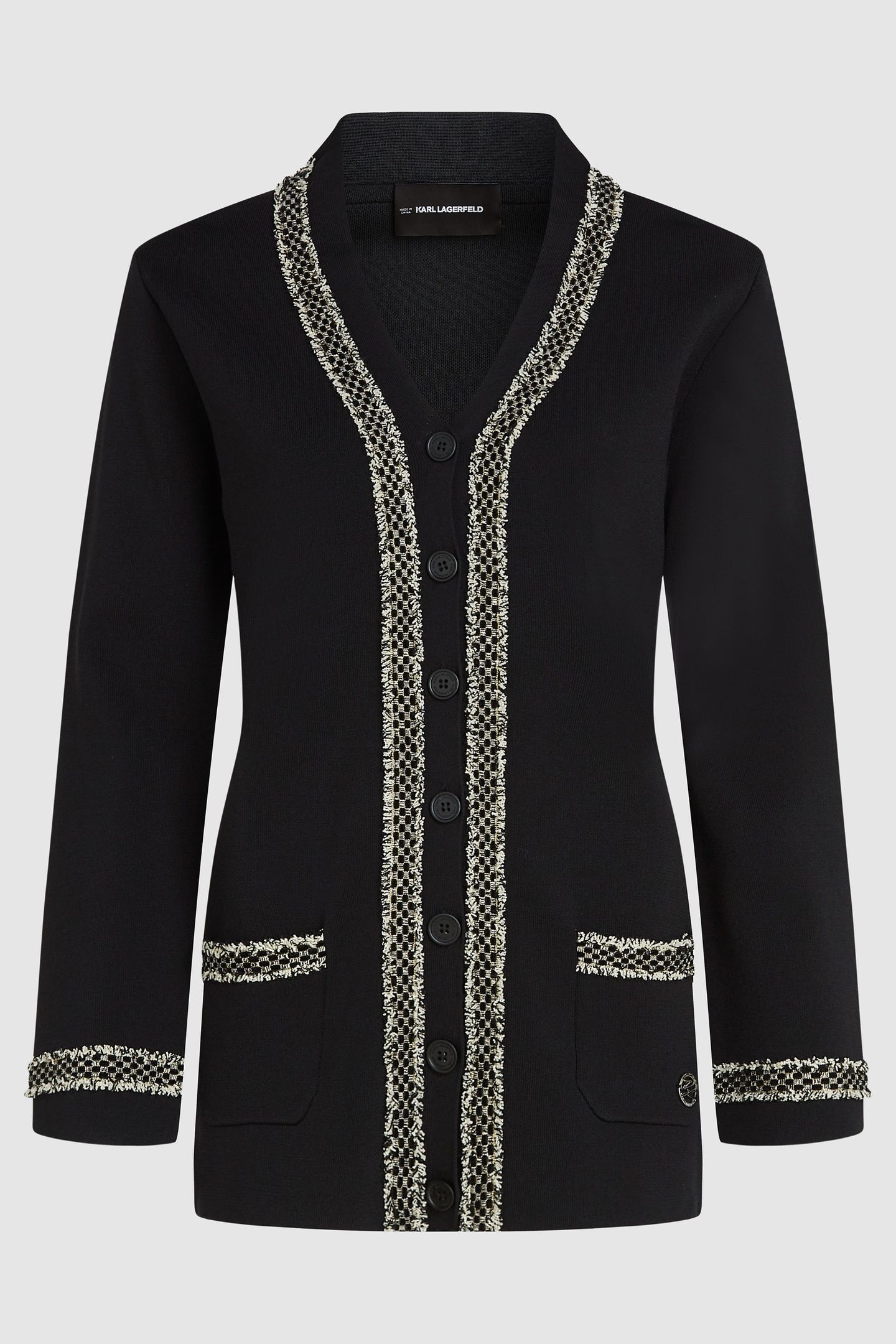 BLACK BOUCLE DETAIL CARDIGAN 4