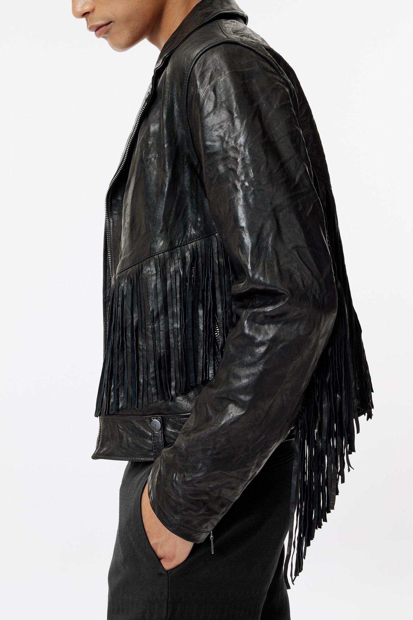 FRINGE BIKER JACKET BLACK 2