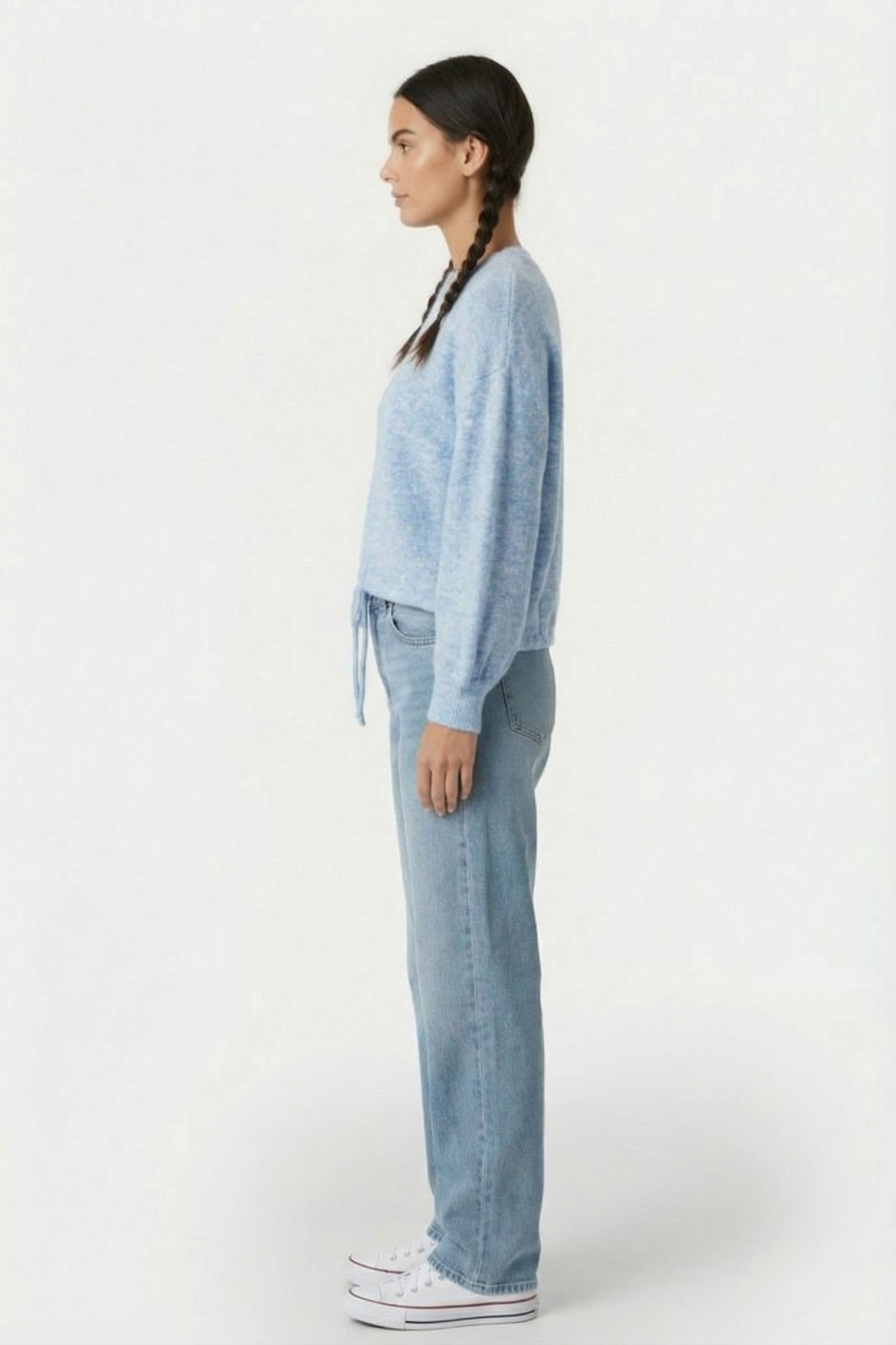 PUFF SLEEVE SWEATER WOOL ELASTANE BLEND KNIT POWDER BLUE 3