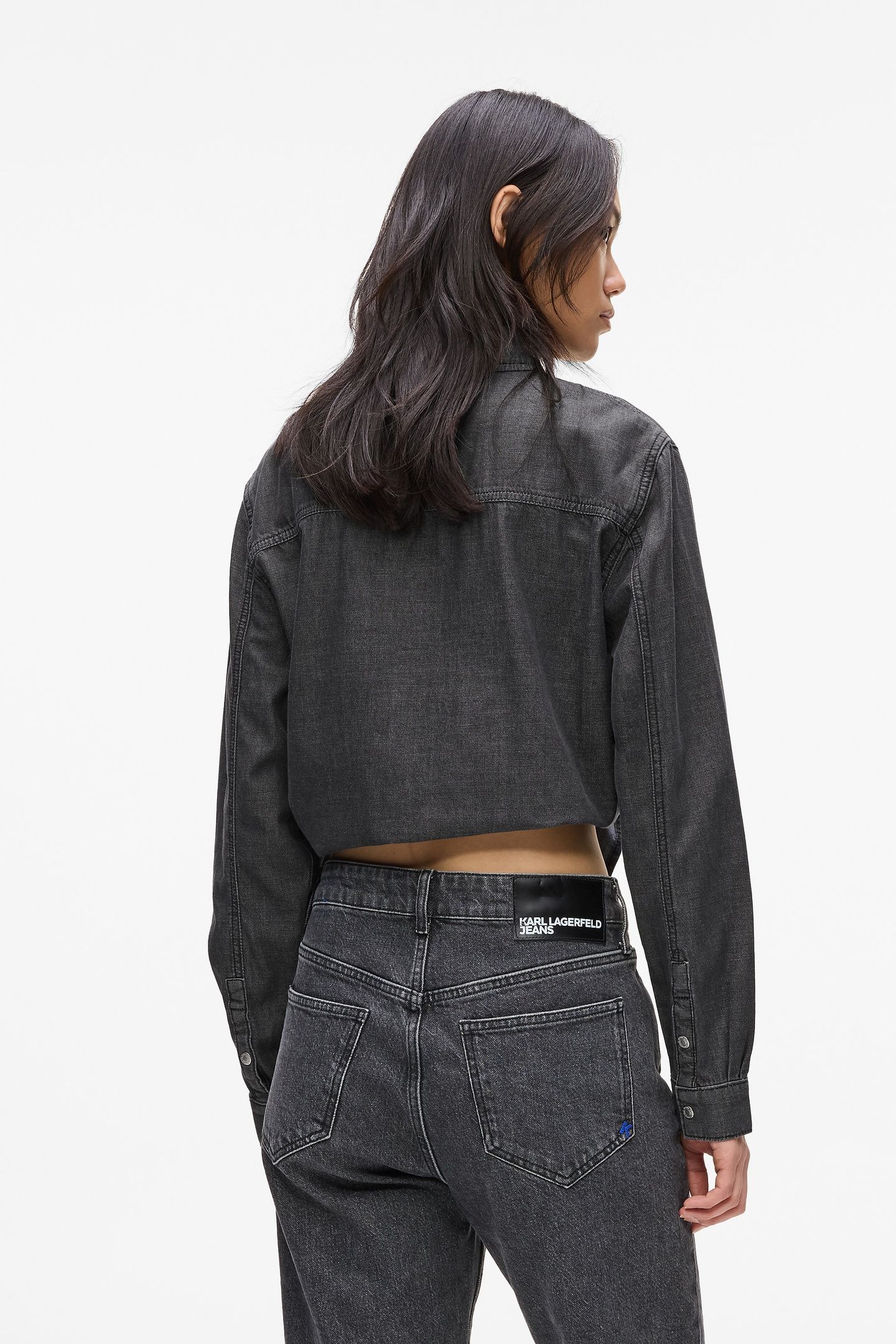 WASHED BLACK KLJ DENIM WRAP BLOUSE 4