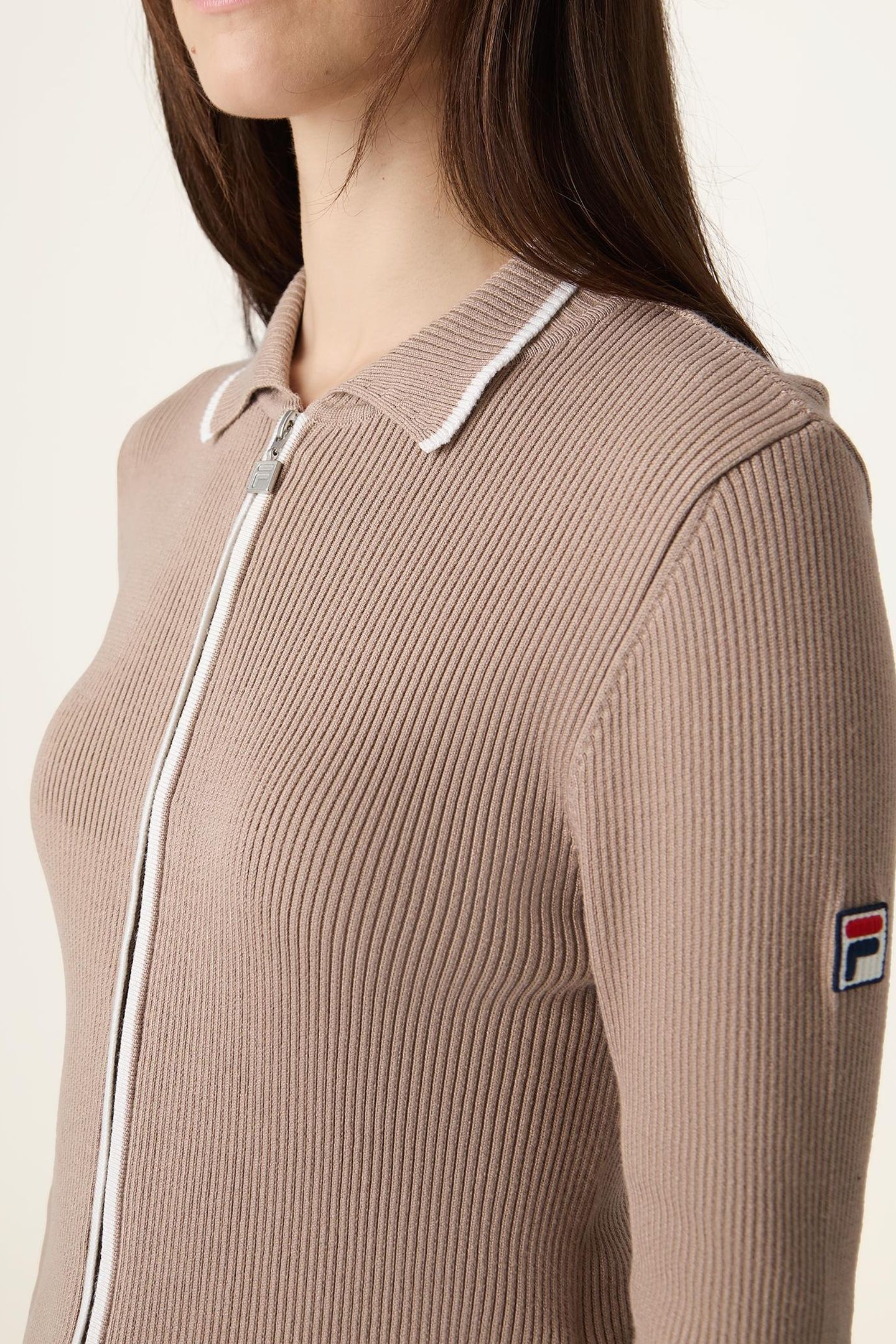 SIMONTE SLIM FULL-ZIP KNIT CARDIGAN TAUPE GRAY 6