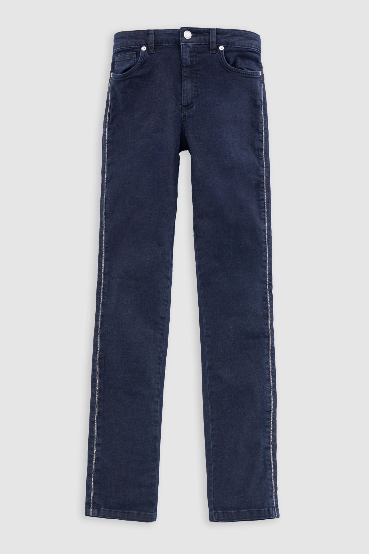 DARK BLUE SLIM JEANS WITH ROXANNE CHAIN MOTIF ON SIDES 4