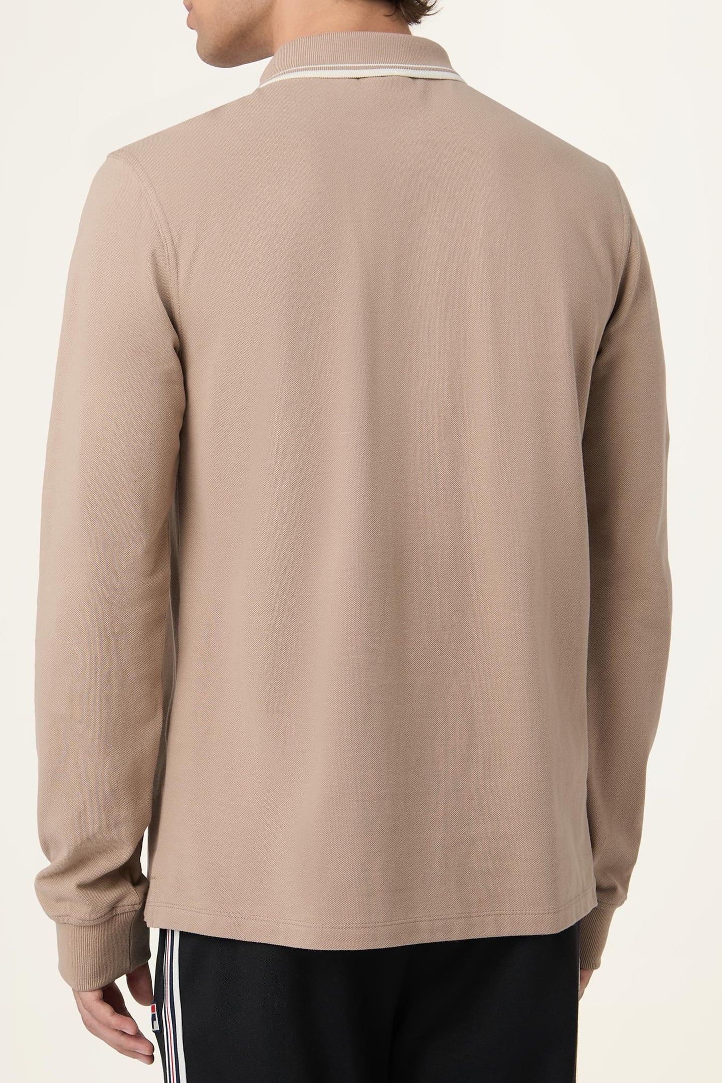 BIELLA REGULAR TIPPED LONG SLEEVE POLO SHIRT TAUPE GRAY 3