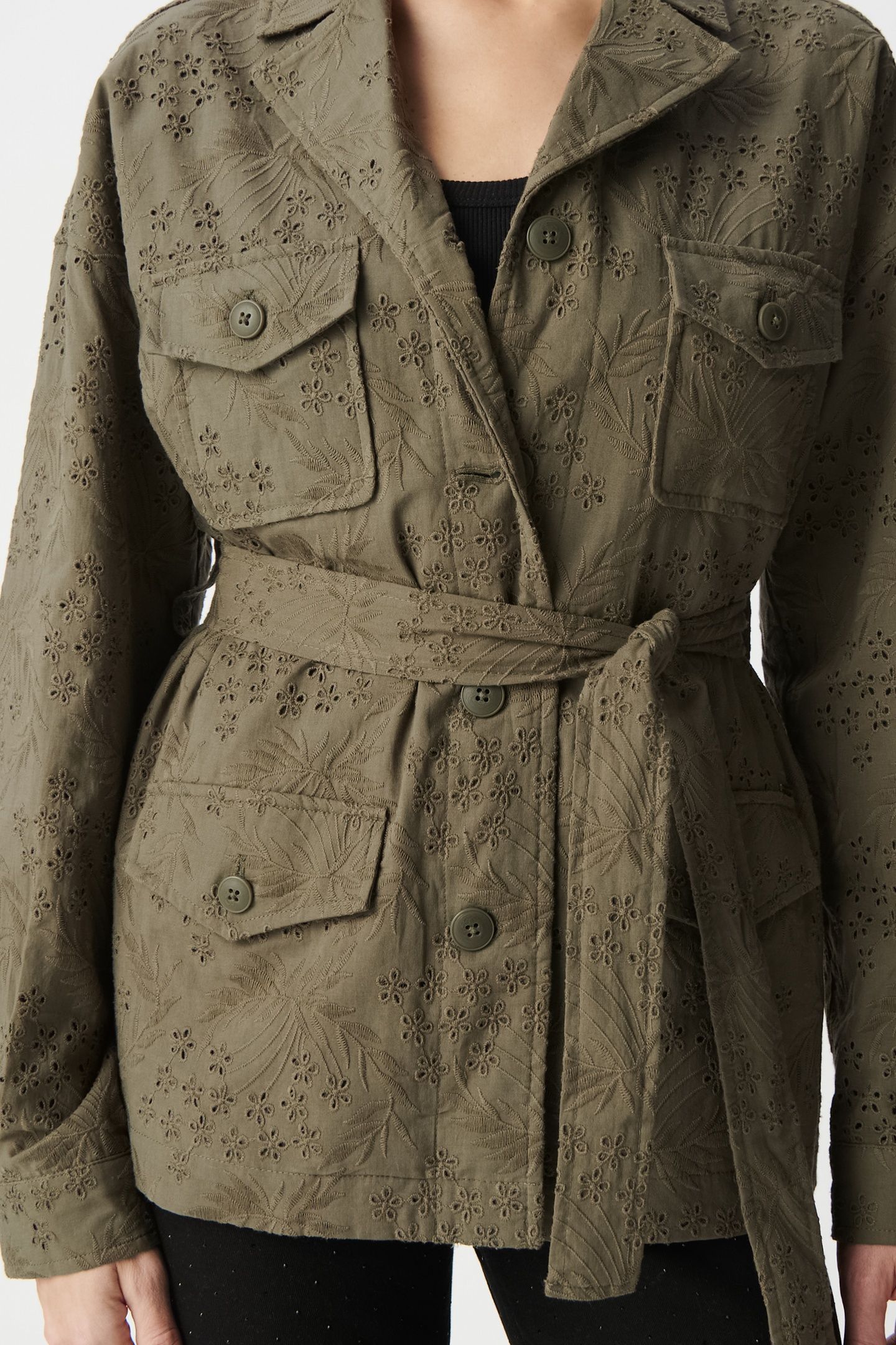 SAHARIENNE KHAKI ORGANIC COTTON EMBROIDERY ANGLAISE 5