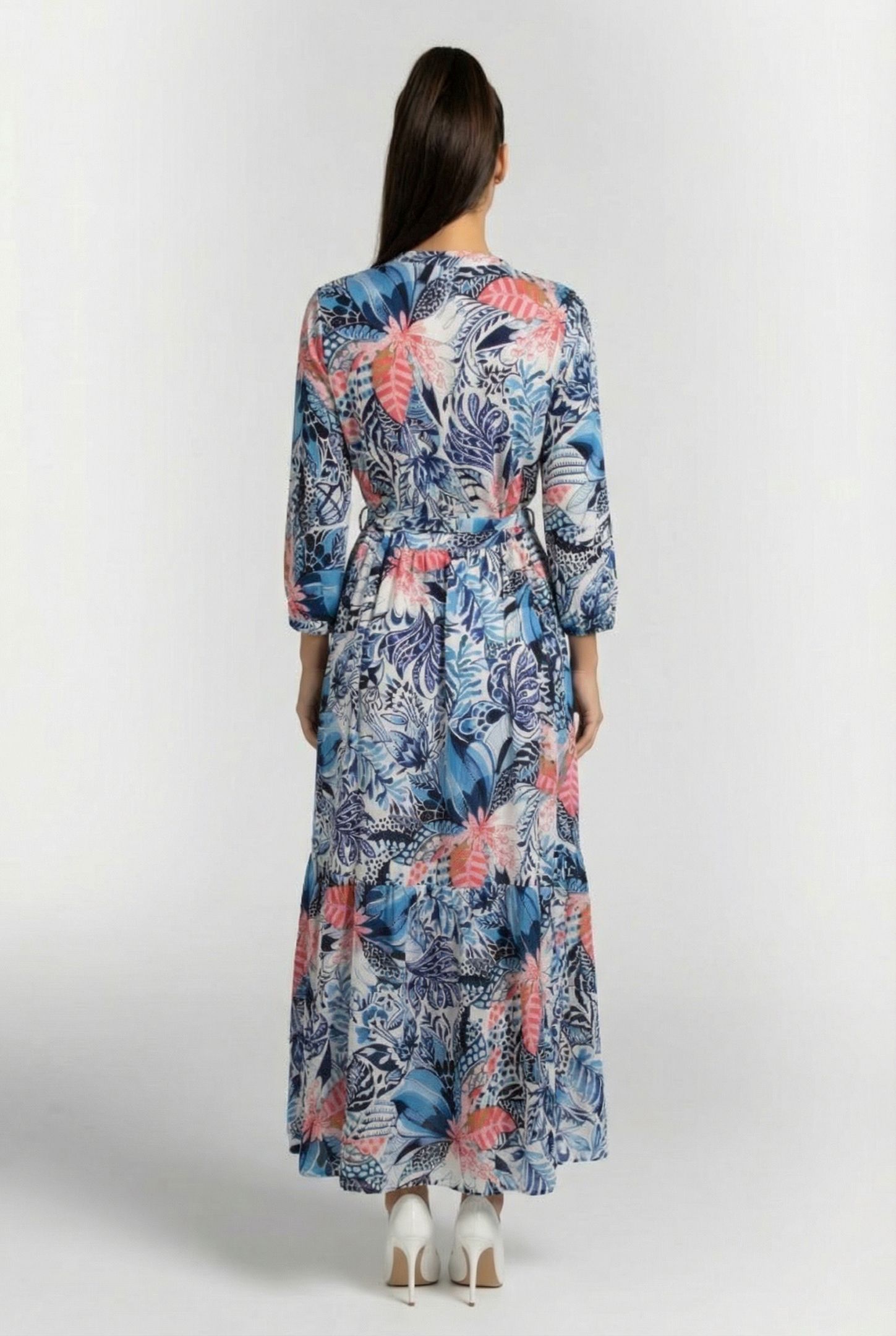 DRESS MELODY IN OFFWHITE WITH AZUR FUSION PRINT 2