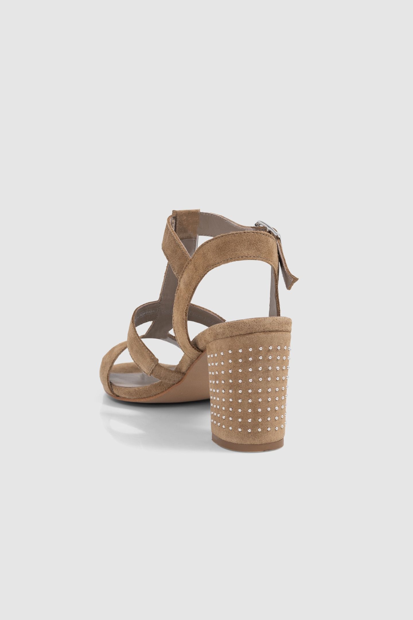 BEIGE SUEDE SANDALS WITH STUDDED HEEL 3