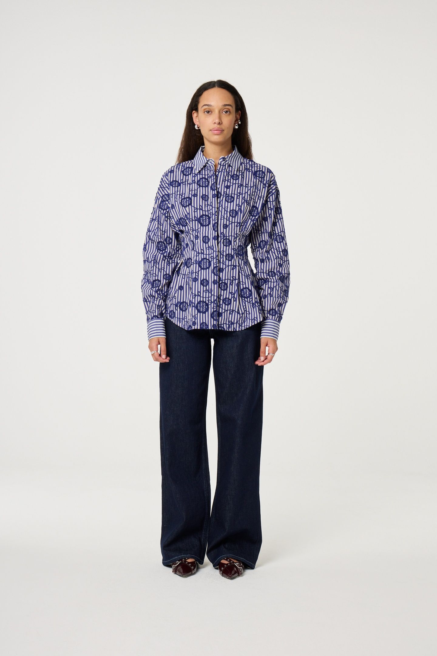 ROSINA BLOUSE COSY WHITE/ROYAL COBALT 1