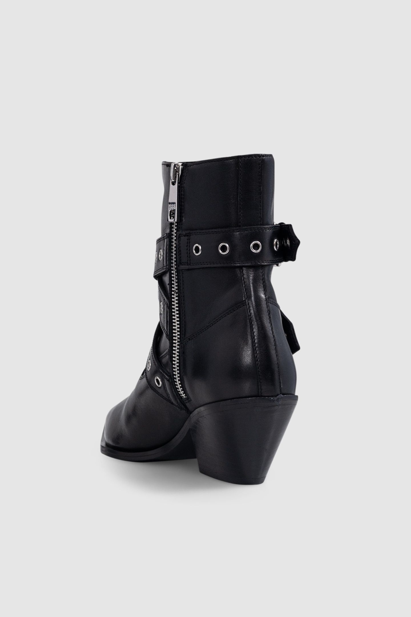 SANTIAGS BOOTS BLACK LEATHER EYELET BUCKLES 3