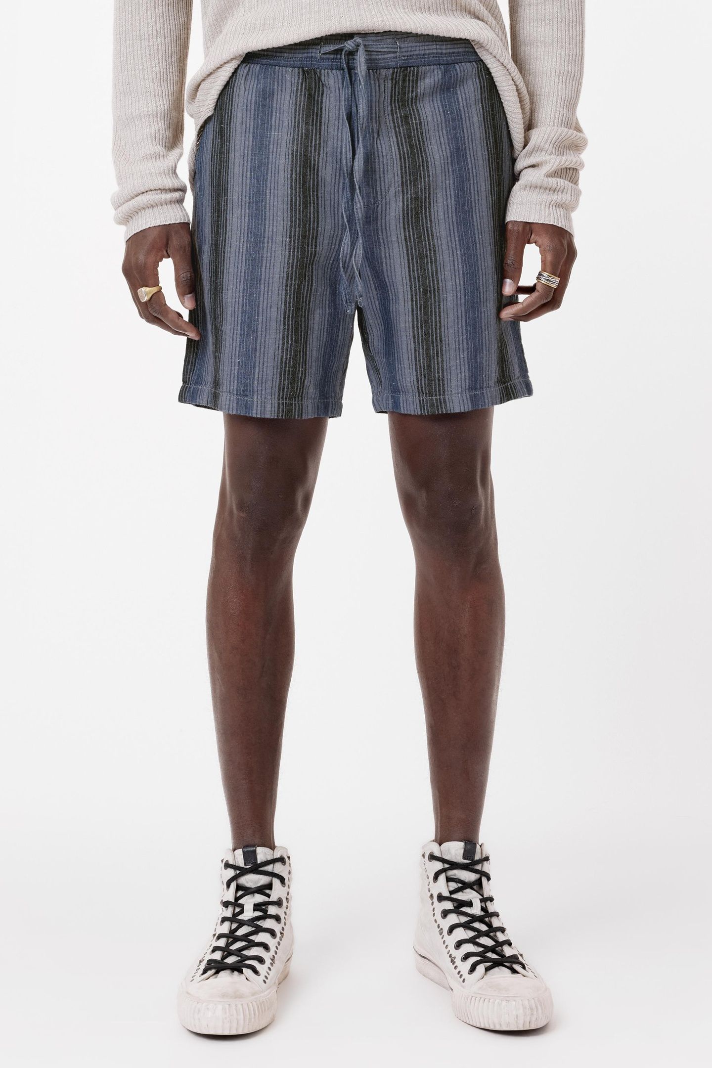 DAVID DRAW STRING SHORTS WITH BACK PATCH DEMIN HTHR 1