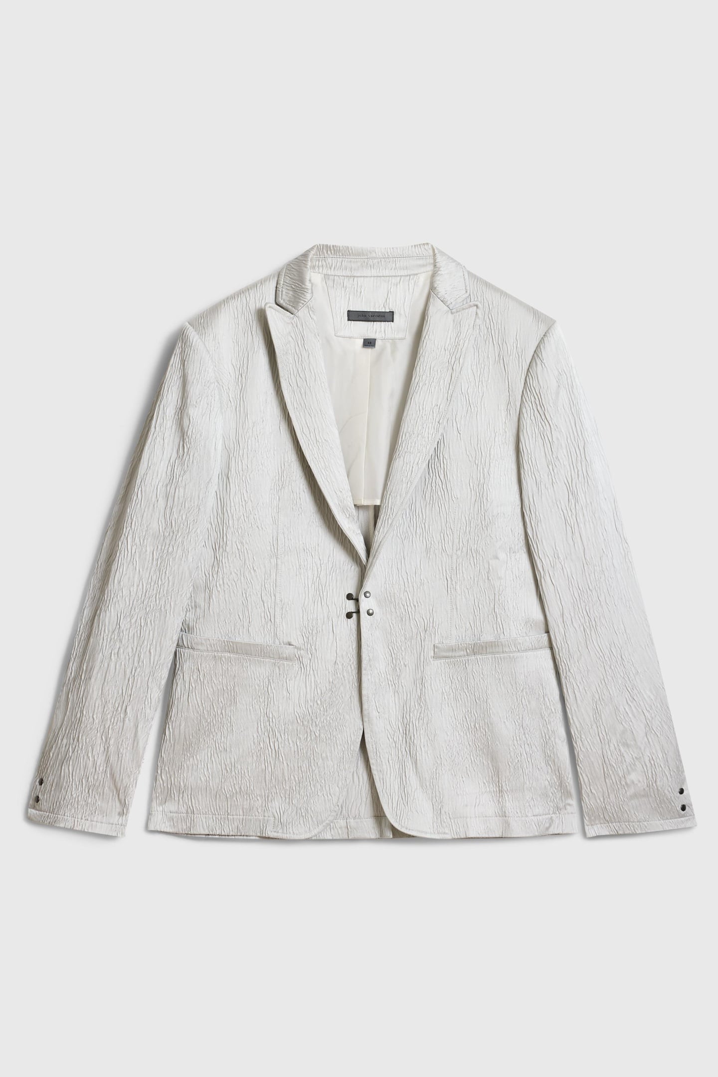 PEAK LAPEL ONE BUTTON JACKET WITH PIPING LIGHT GREY 2