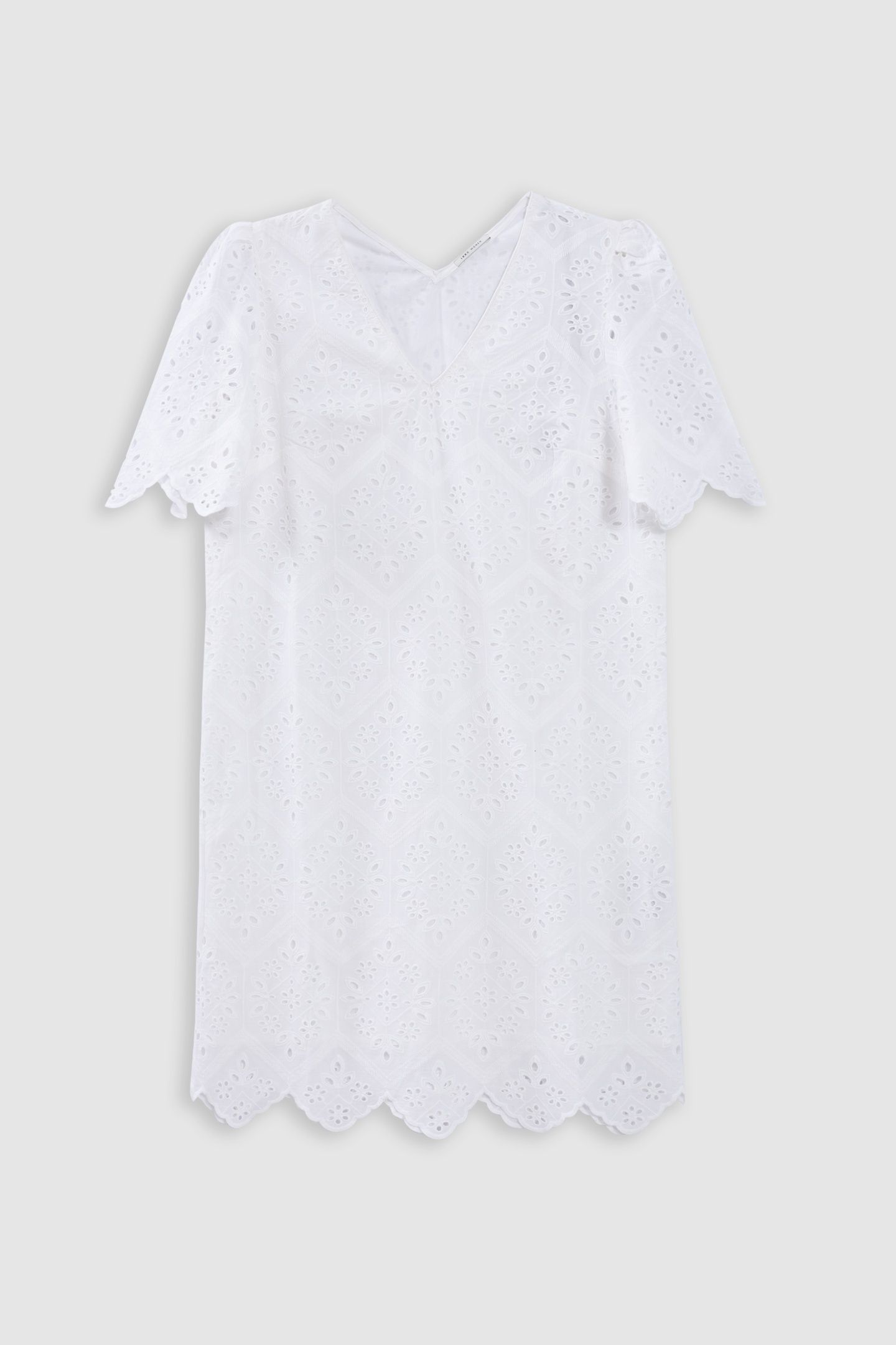 WHITE DRESS IN ORGANIC COTTON WITH BRODERIE ANGLAISE 6