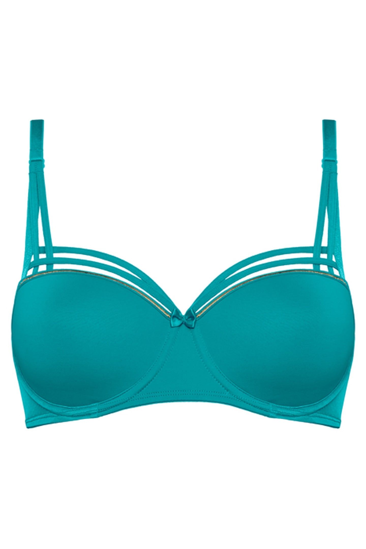 DAME DE PARIS LAKE BLUE AND GOLD BALCONY BRA 3