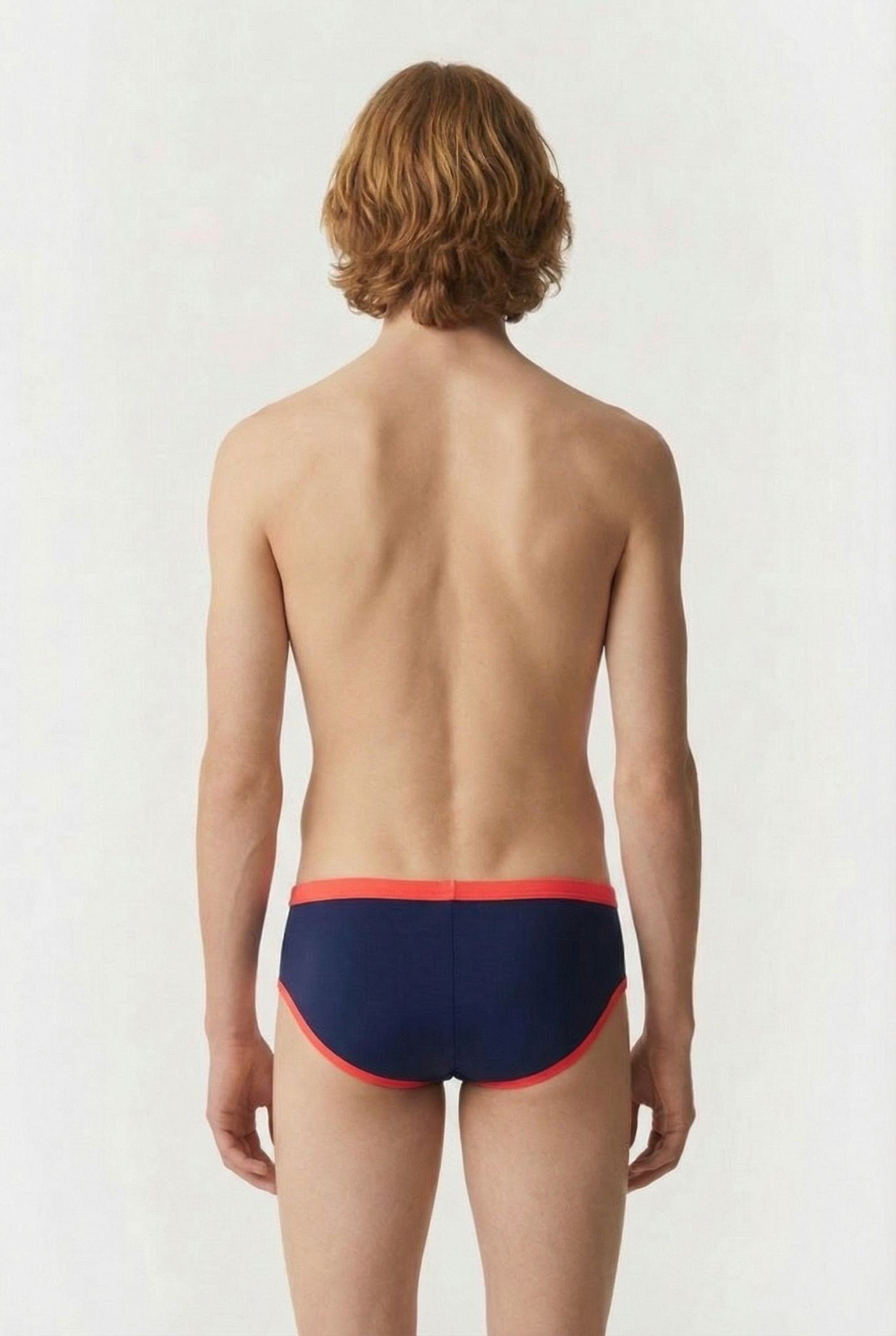 MEN'S ARENA ONE 12CM SWIM BRIEFS BIG LOG NAVY FLUO RED 2