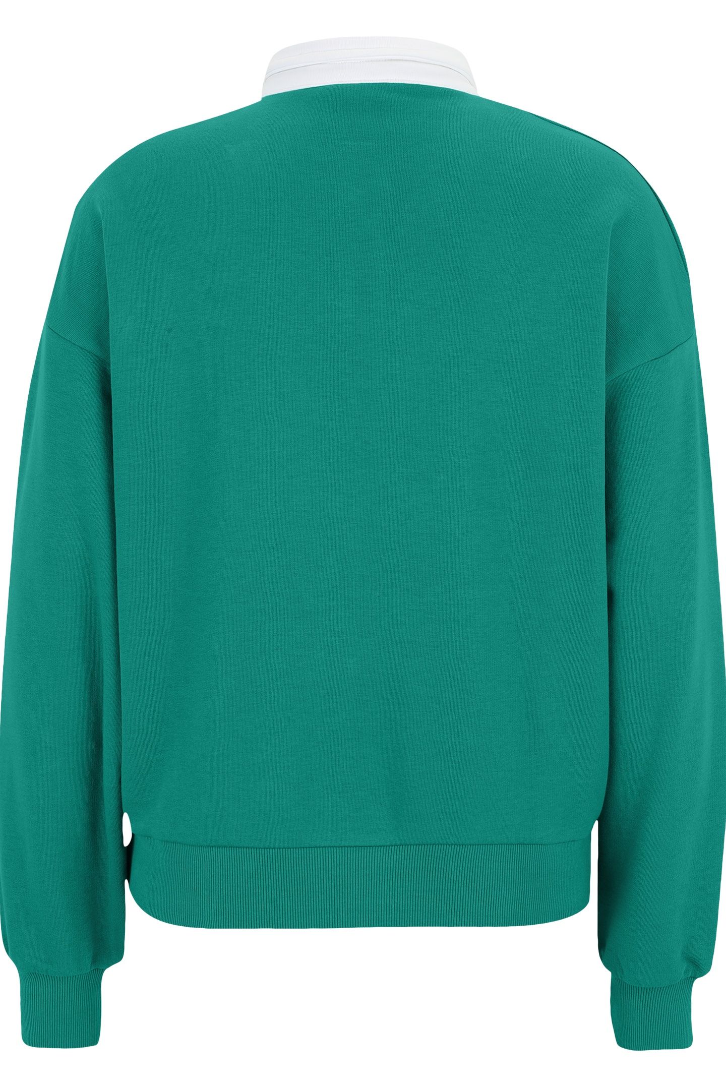 LANGOGNE OVERSIZED CROPPED POLO SWEAT FIR-BRIGHT WHITE 6