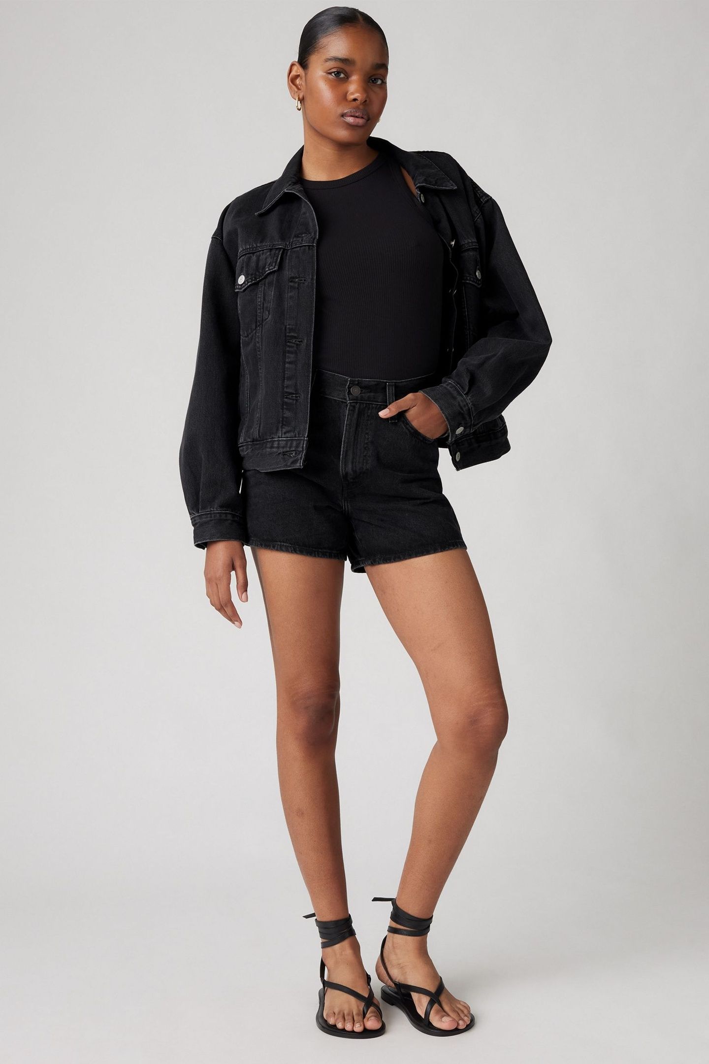 80S MOM SHORT BLACK STONEWASH 1
