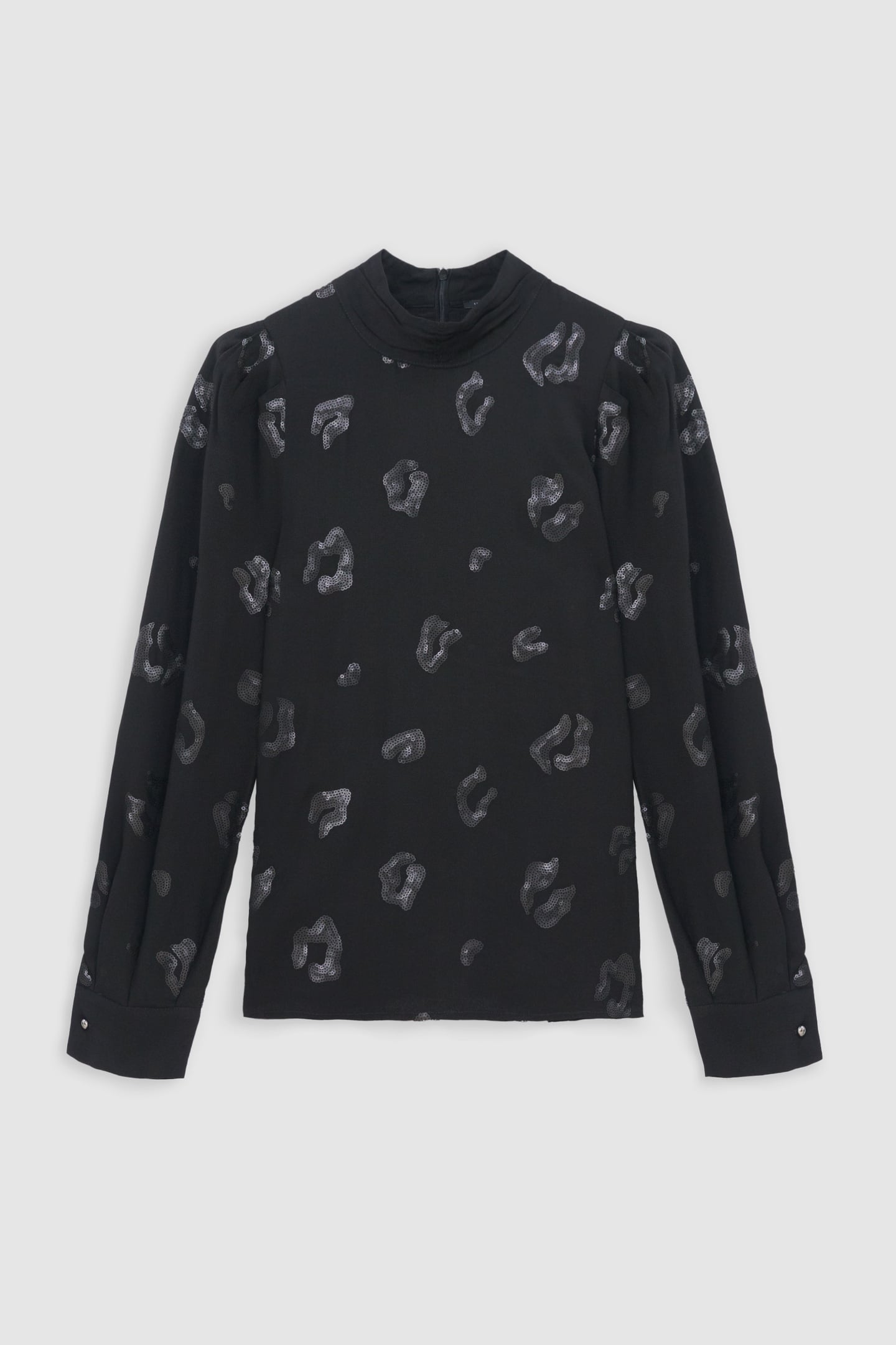 BLACK SEQUIN-EMBROIDERED LEOPARD BLOUSE 6