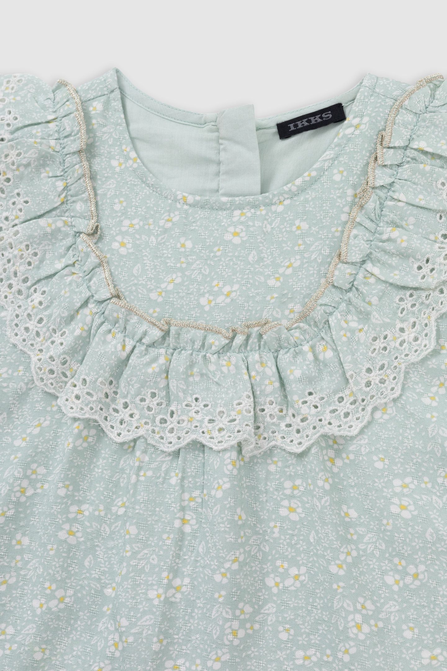 WATER GREEN FLORAL PRINT BLOUSE 3