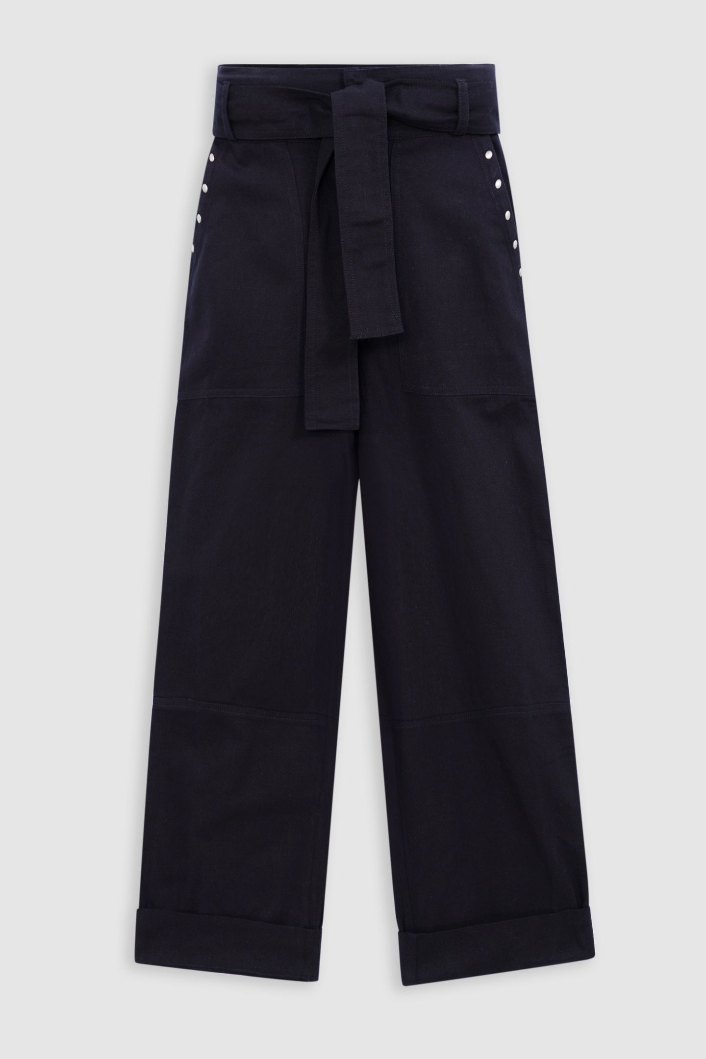 WIDE BLACK PAPERBAG JEANS WITH EVE STUD DECORATION 4