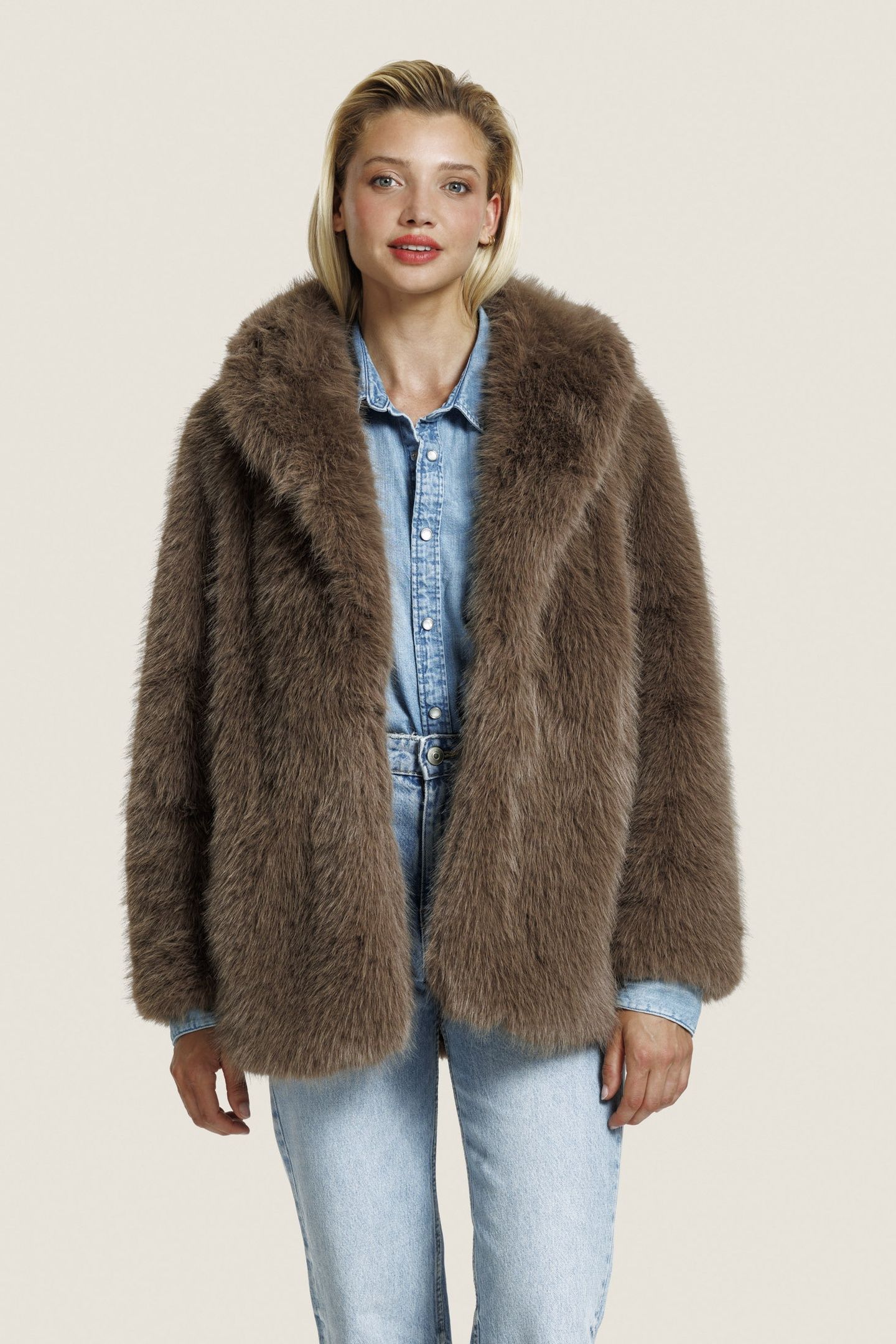 HARPER FUR JACKET DARK TAUPE 1