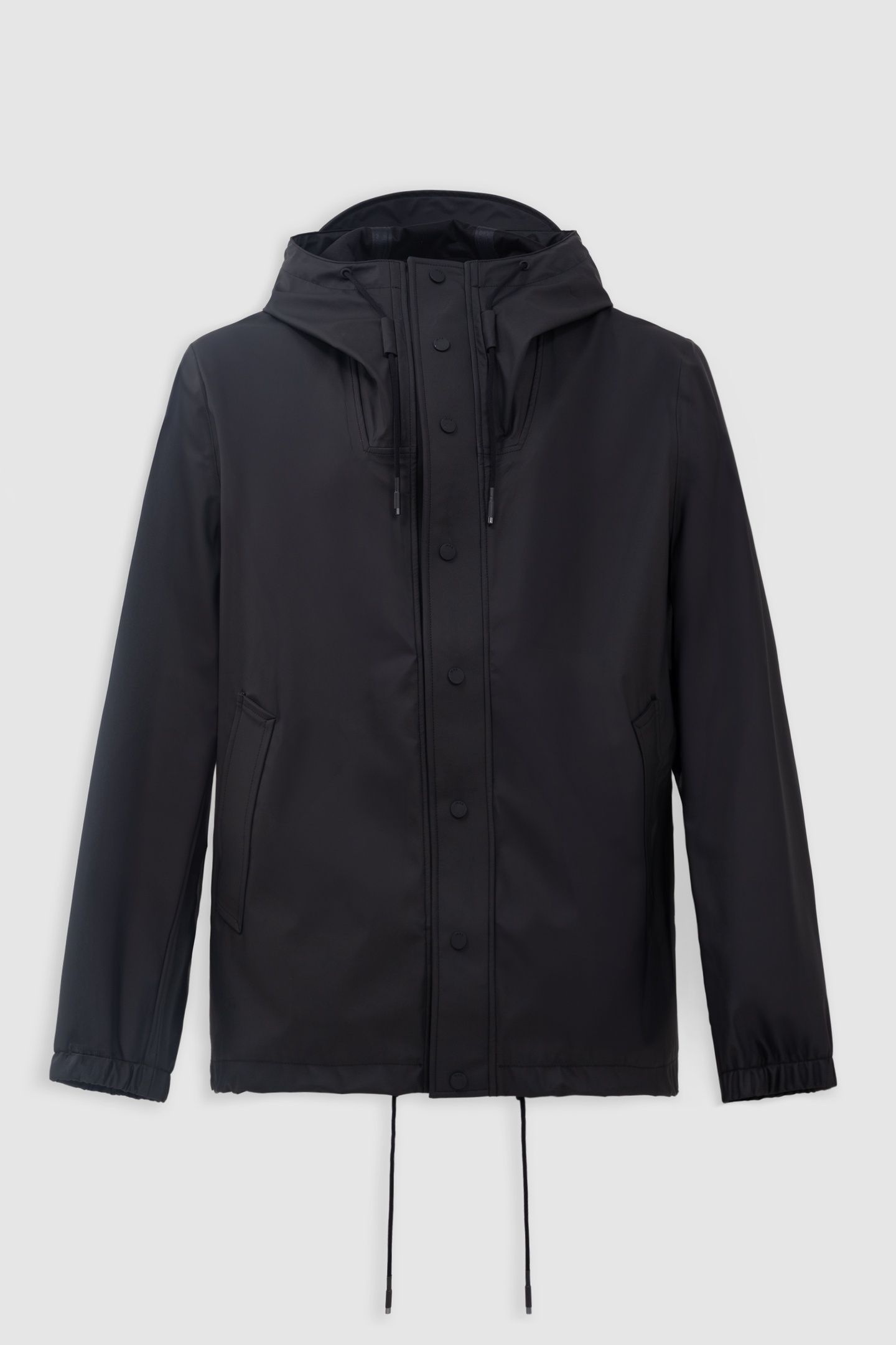 BLACK RUBBER NYLON HOODED JACKET 6
