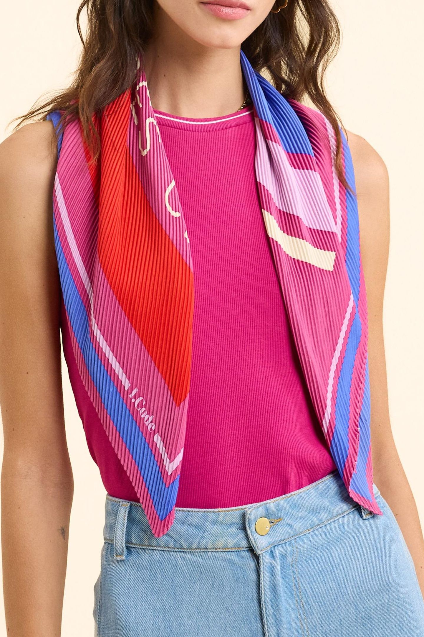 SLEEVELESS TANK TOP FUSHIA STRIPED RIBBING VIOLINE 5
