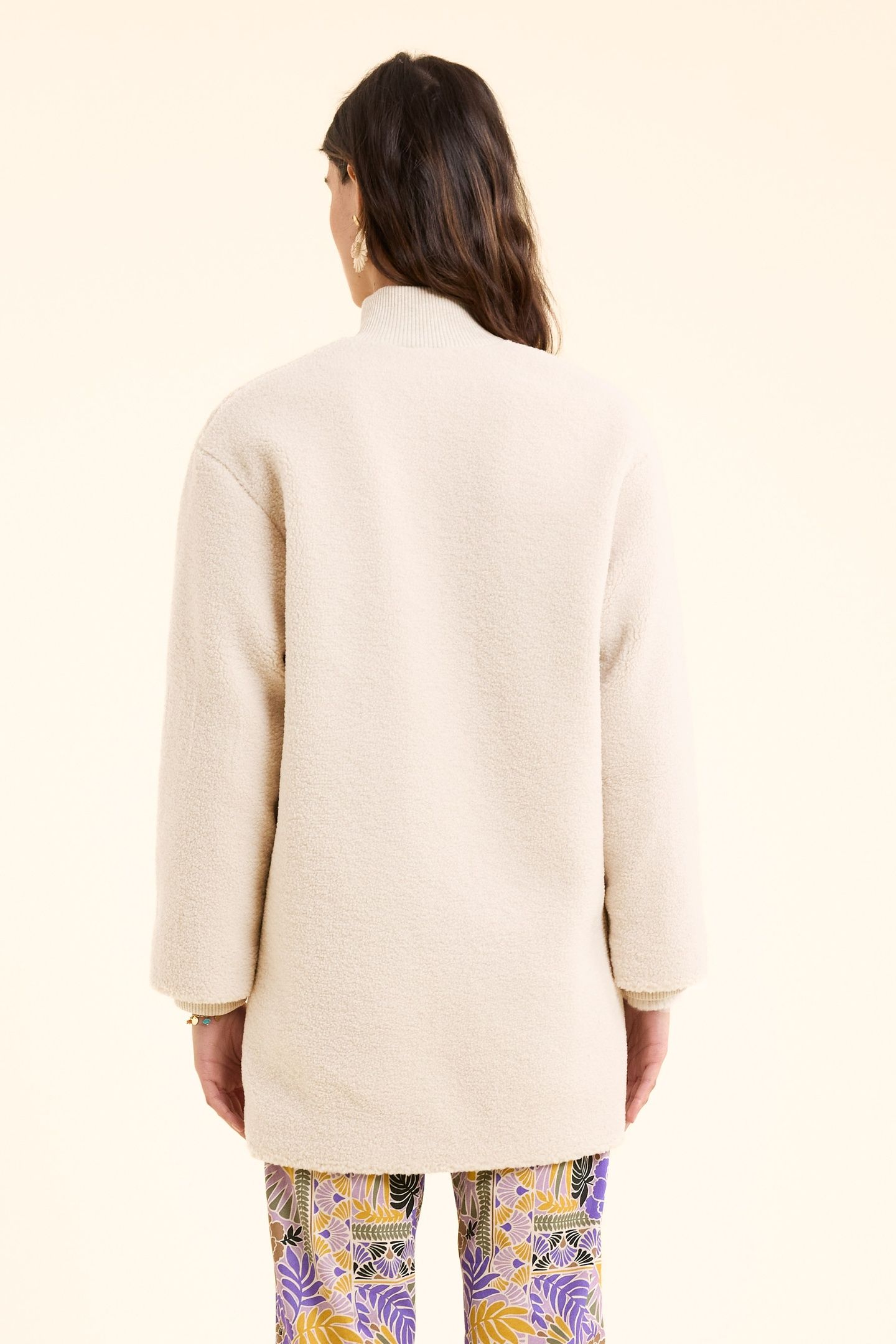 ECRU SHERPA STAND-UP COLLAR COAT ECRU 4