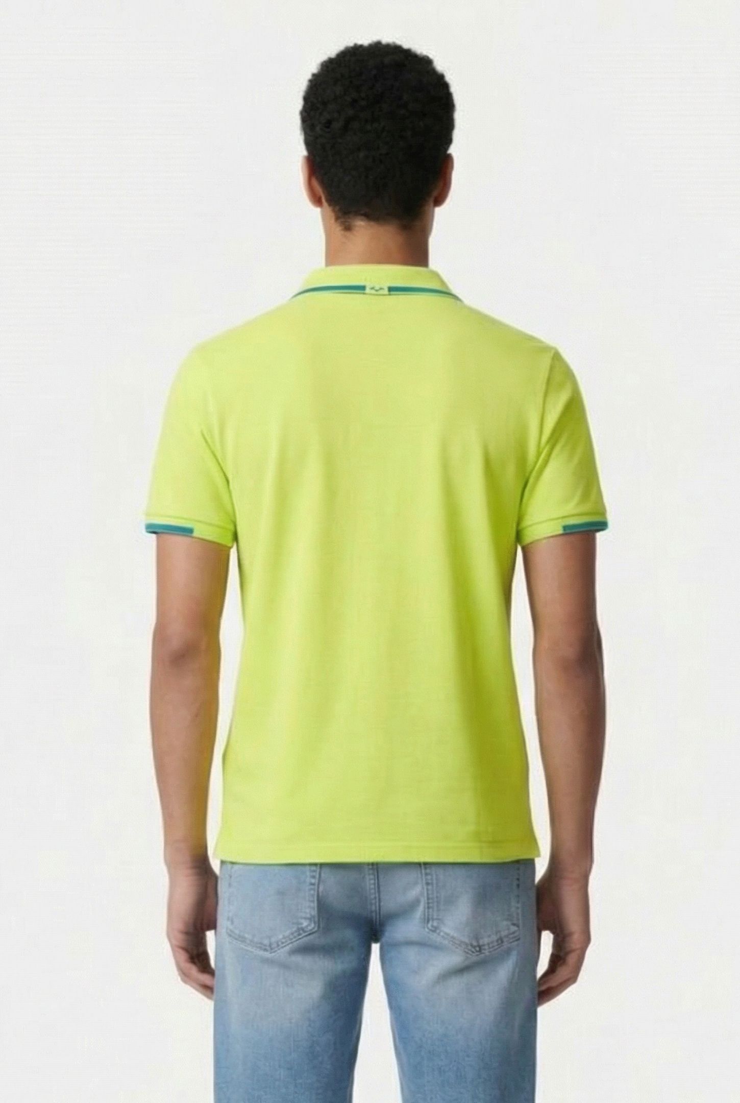 MEN'S POLOSHIRT ARENA TRIM COTTON PIQUET SOFT GREEN-BLUE COS 2