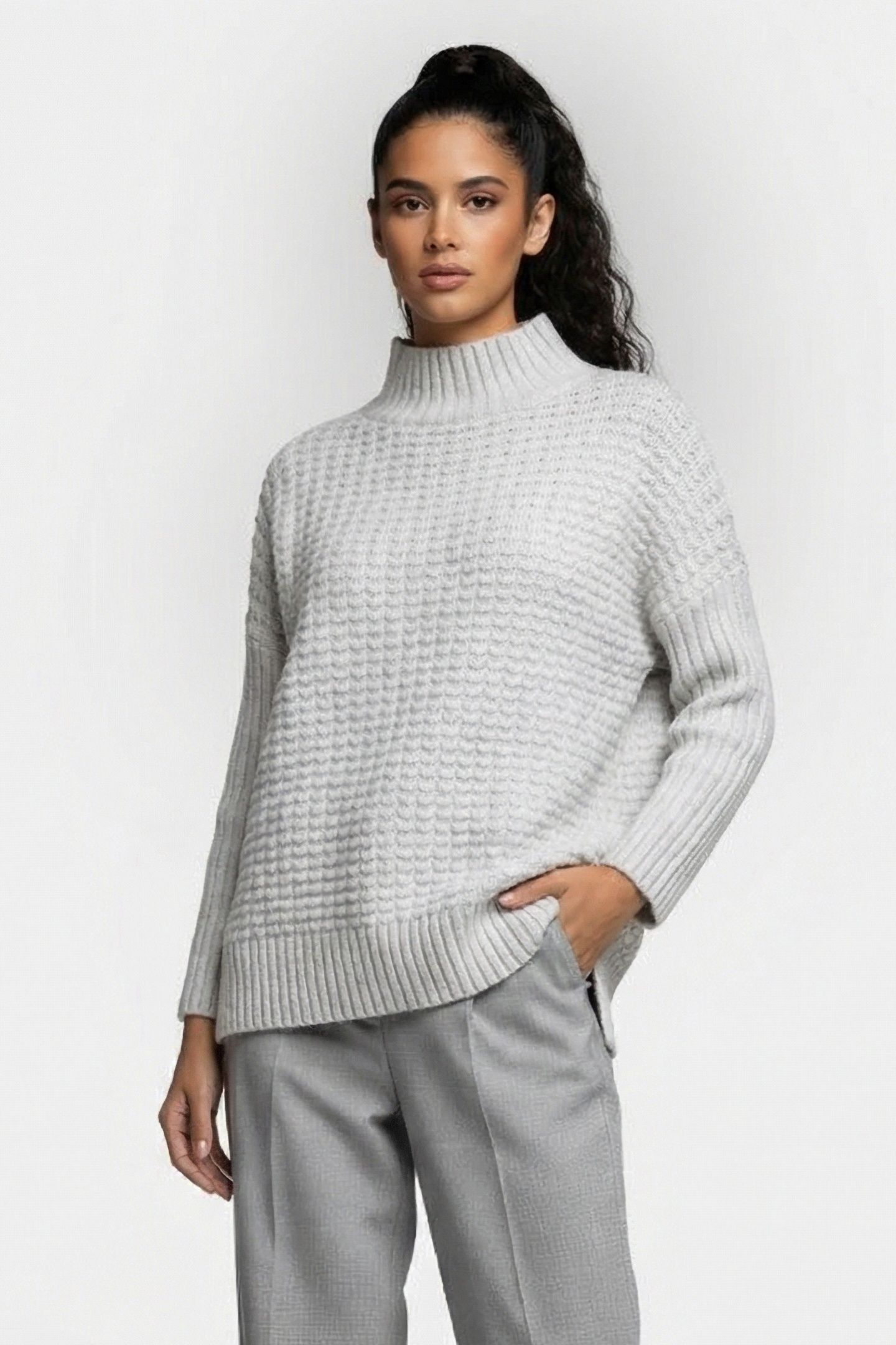 MOZART POPCORN HIGH NECK JMPR DOVE GREY MEL 1