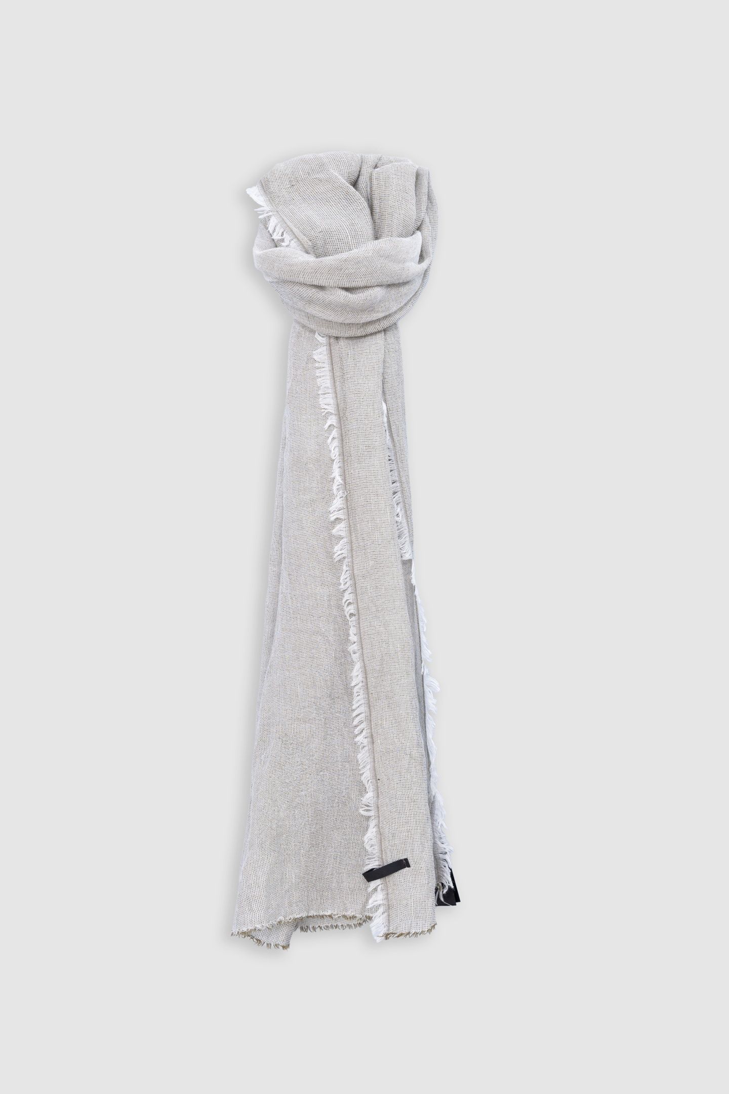 KHAKI SEMI-PLAIN SCARF WITH FRINGED EDGES 1