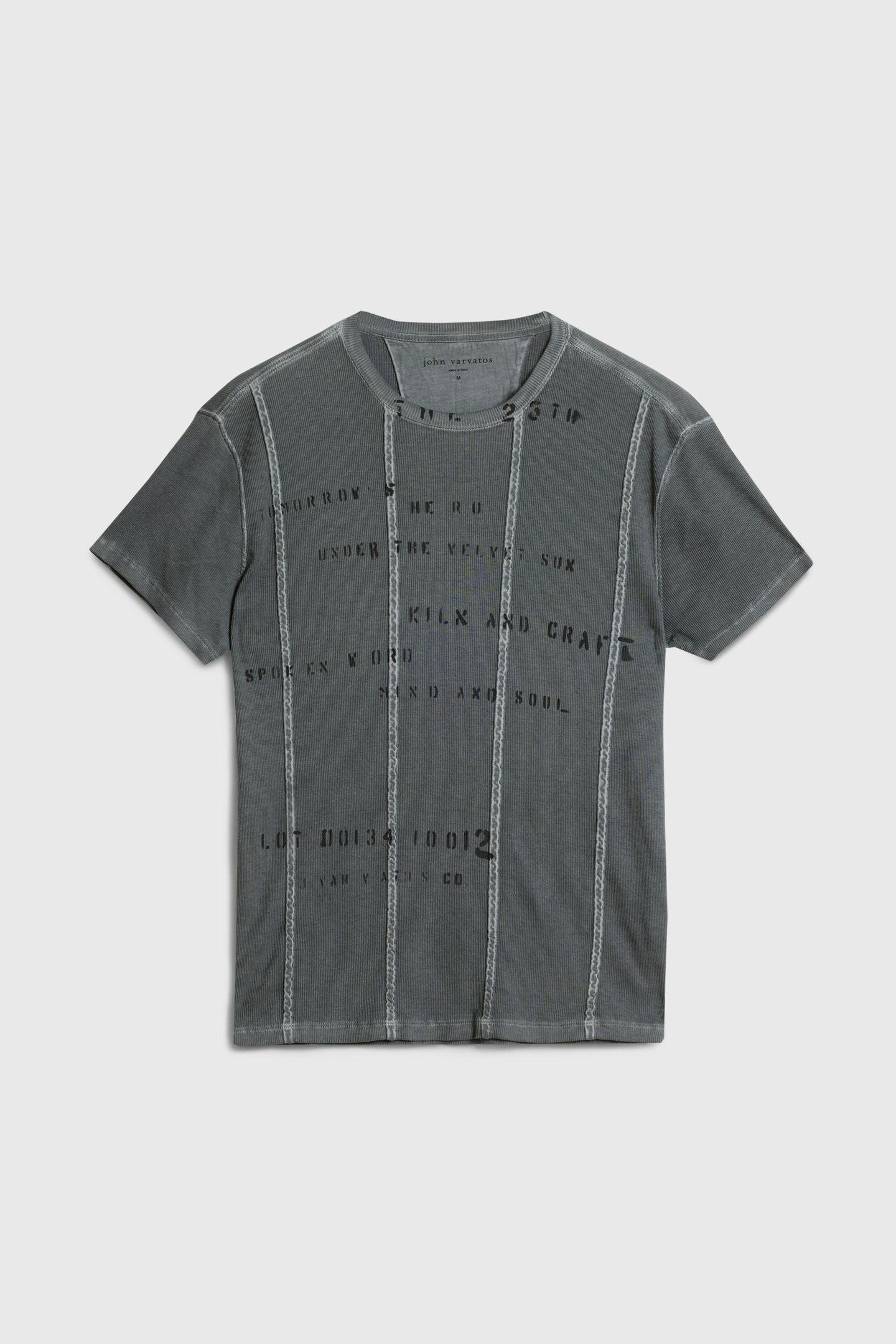 SS CLEAN CREW 2X1 RIB TEE - STENCIL TEE DRIED SAGE 2