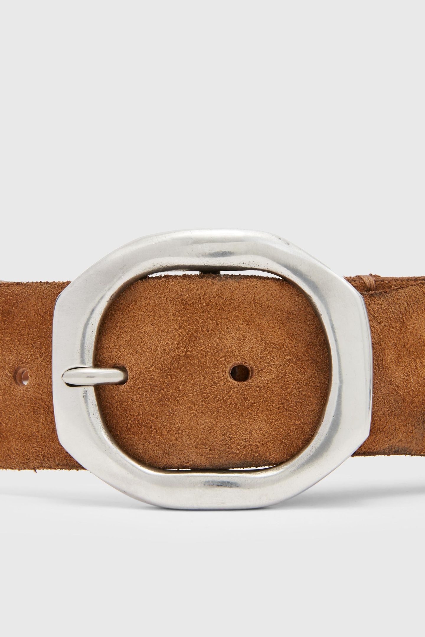 BUCKLE: NOVA JV40- PEWTER- HAMMERED END SEPIA BROWN 2