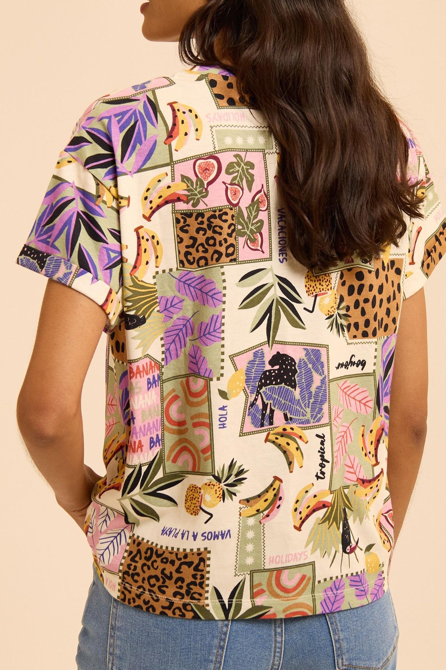 BANANA PATCHWORK PRINT T-SHIRT ECRU 3