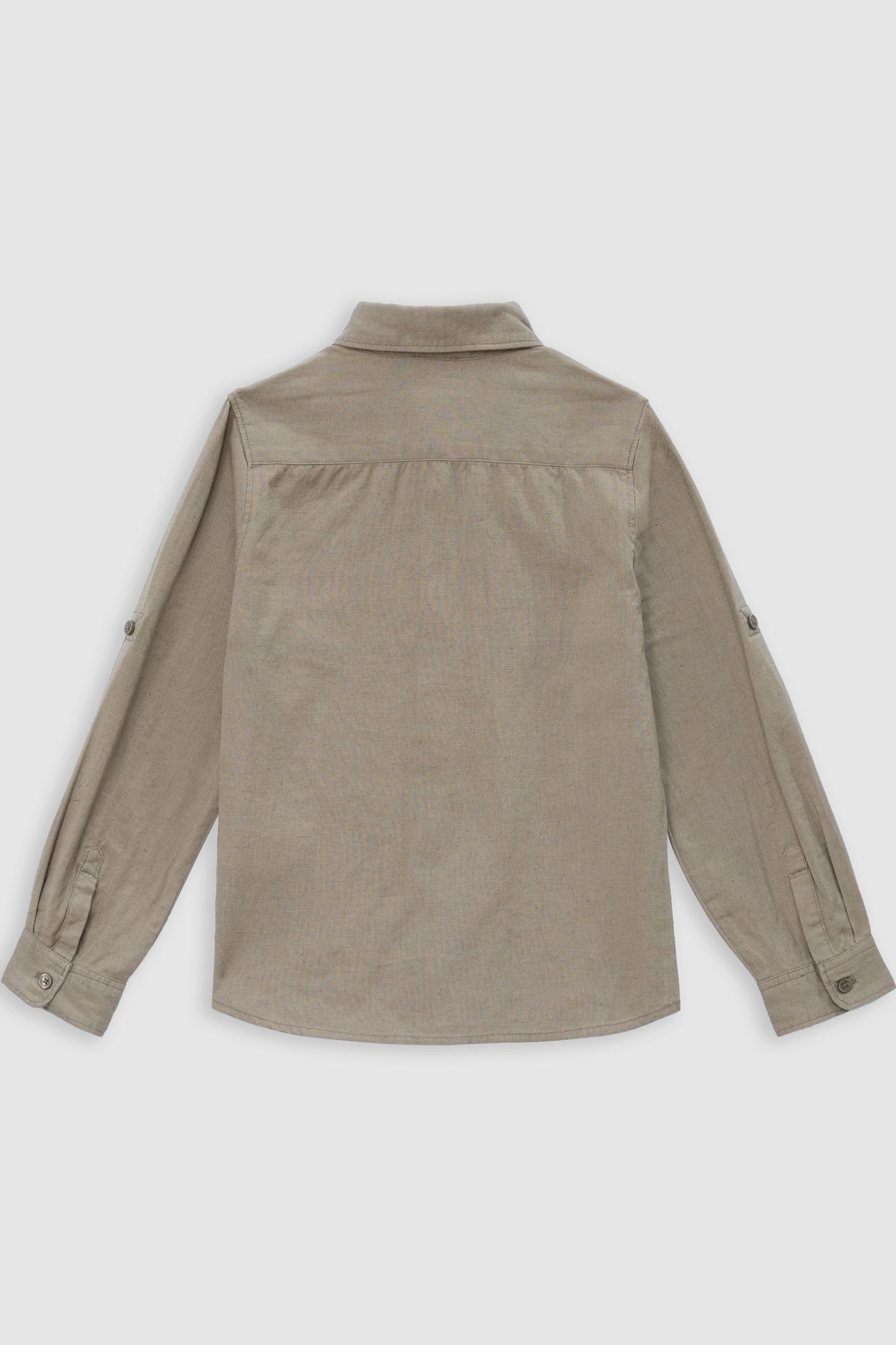 KHAKI COTTON AND LINEN MIX SHIRT 2