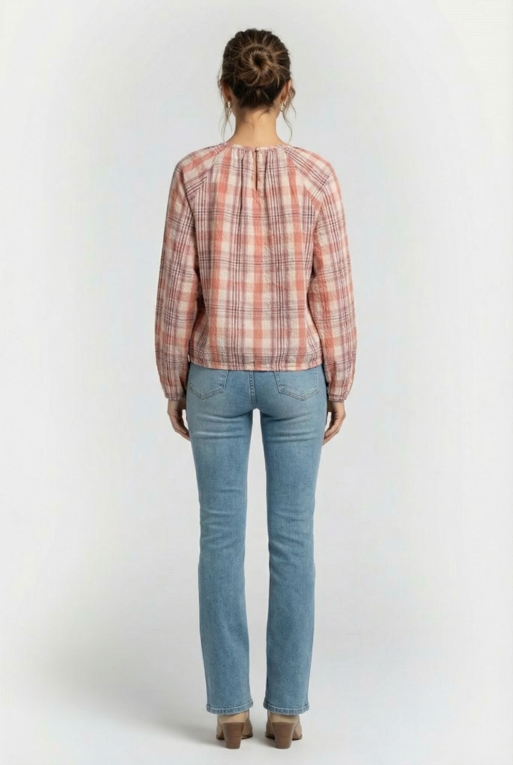 LONGSLEEVE TOP PINK CHECK ROSE SMOKE 2