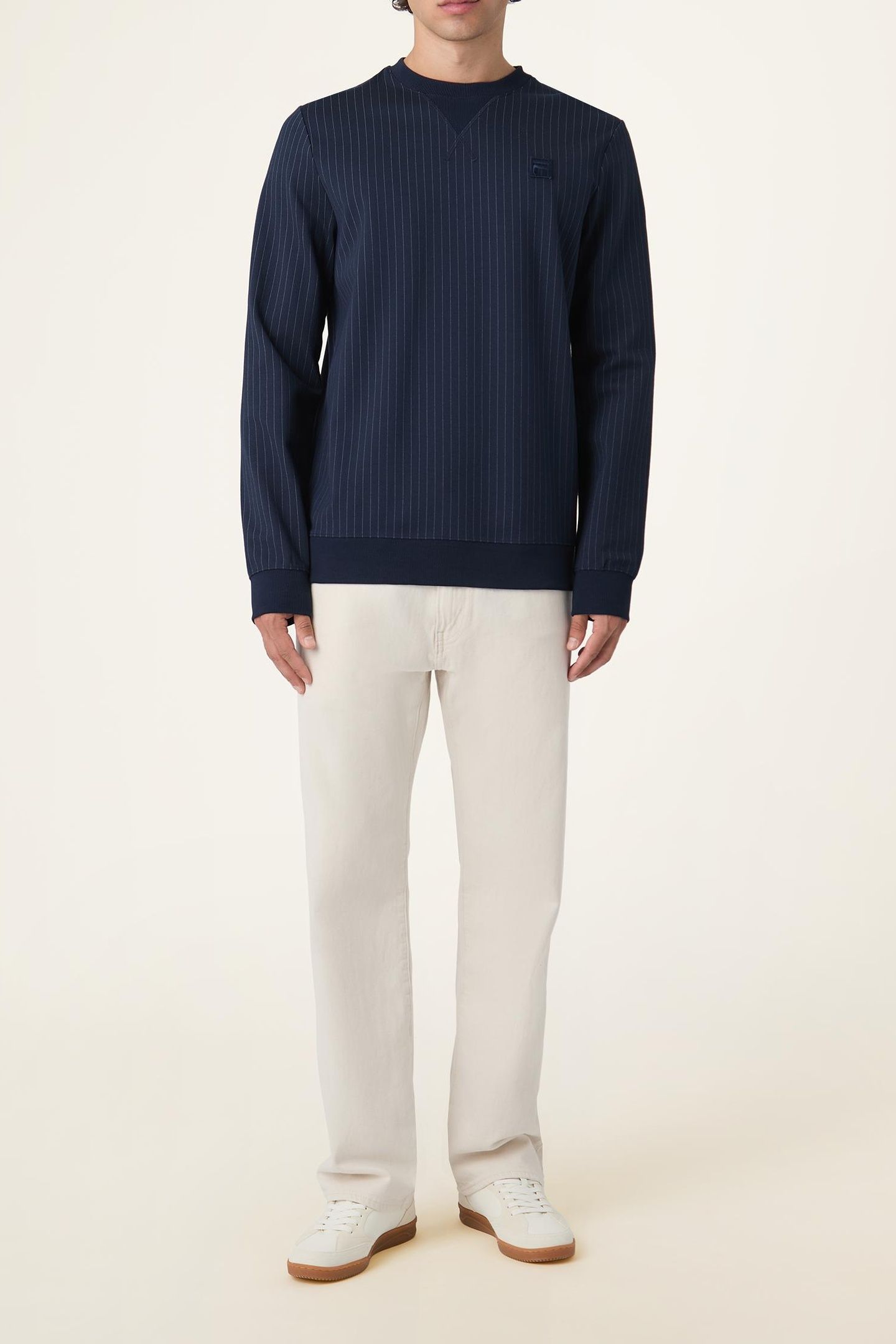 BRERA REGULAR PINSTRIPED CREWNECK SWEATSHIRT BLACK 2