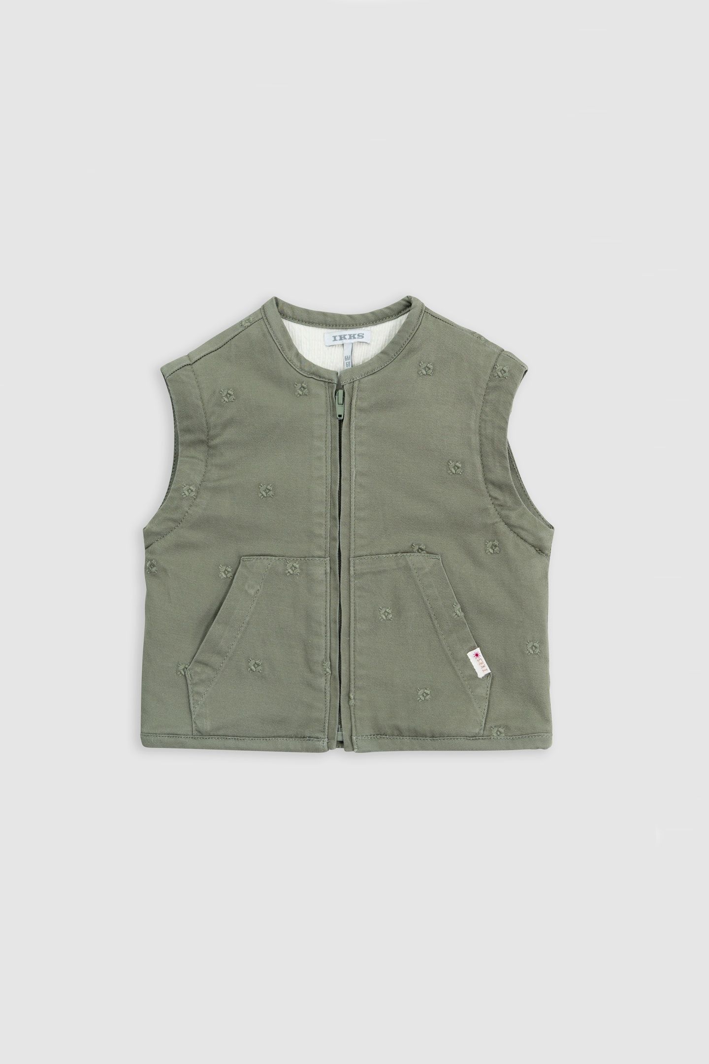 EMBROIDERED KHAKI JACKET WITH REMOVABLE SLEEVES 3