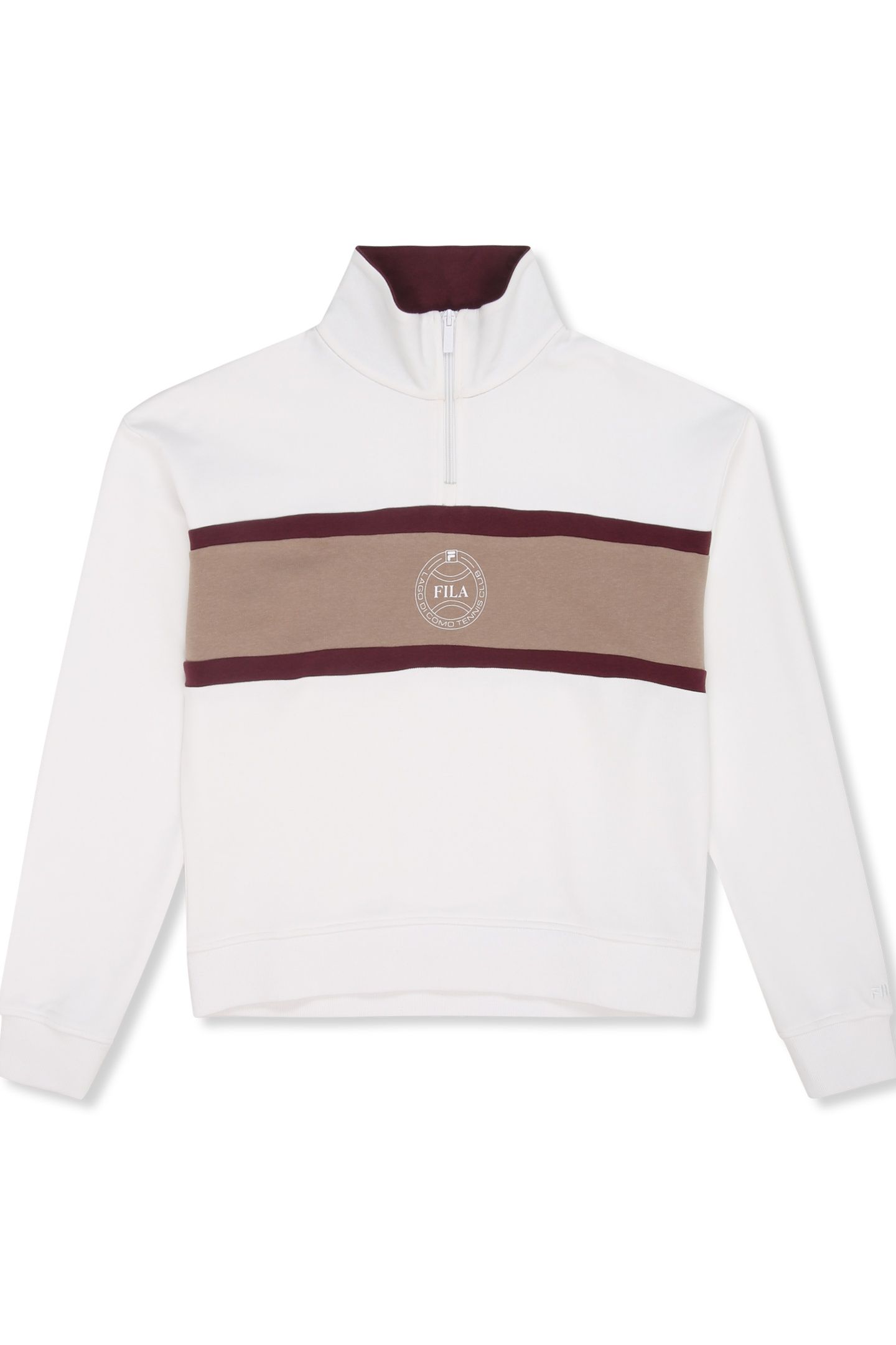 PARELLA RELAXED HALF-ZIP SWEATSHIRT BRIGHT WHITE-TAUPE GRAY 5